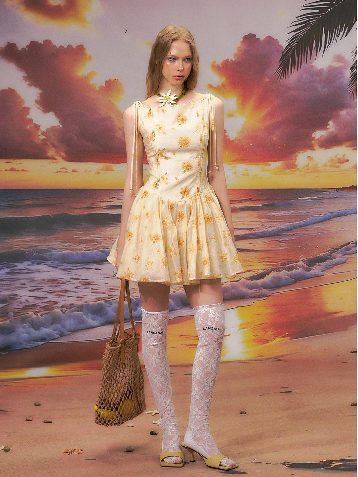 The NeverMore Almond Peach High Waist Street Style A Line Slim Travel Women Mini Dresses