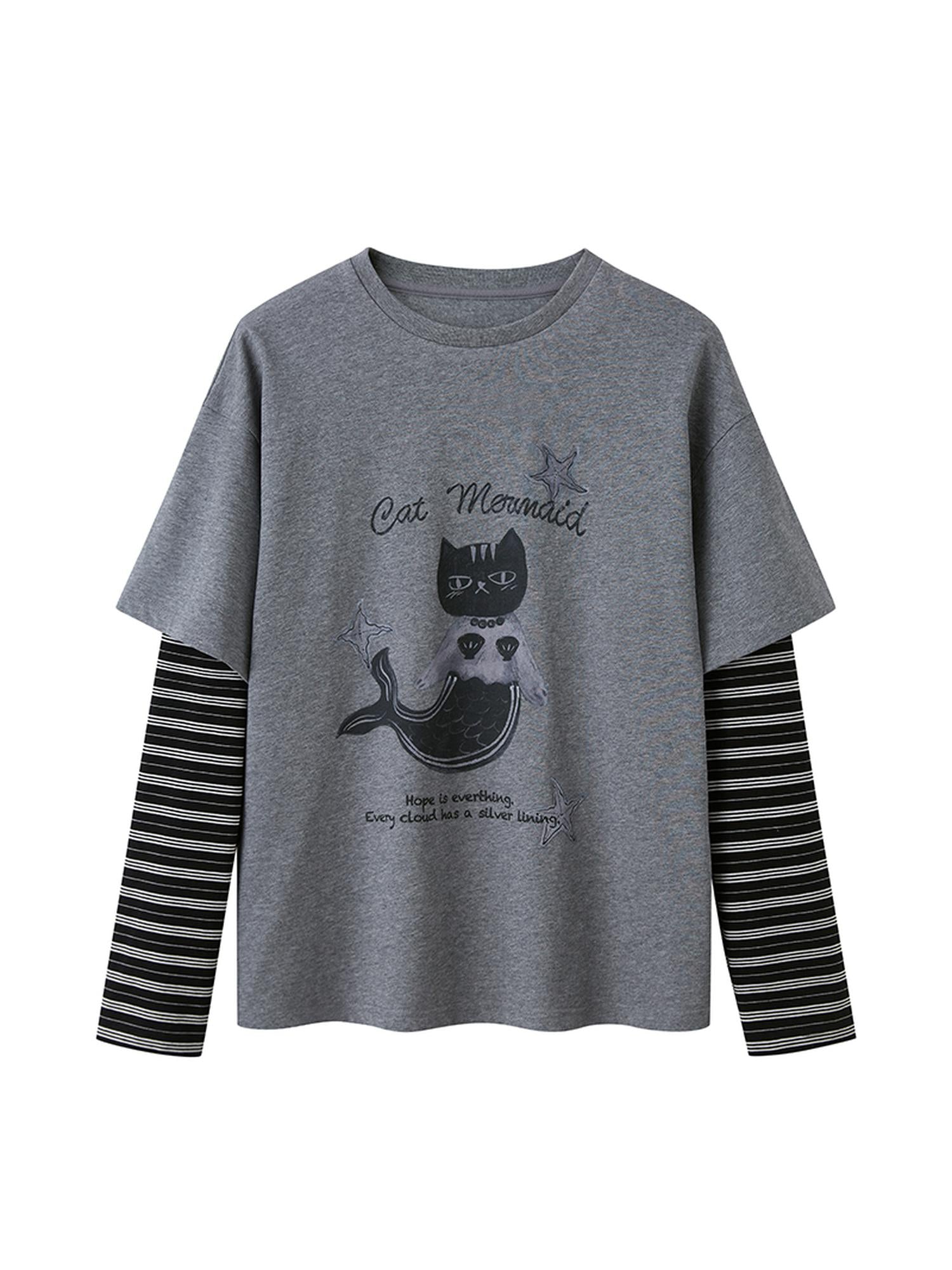 DIDDI MODA Mermaid Cat Fantasy Tee Lace Tiered Skirt Set