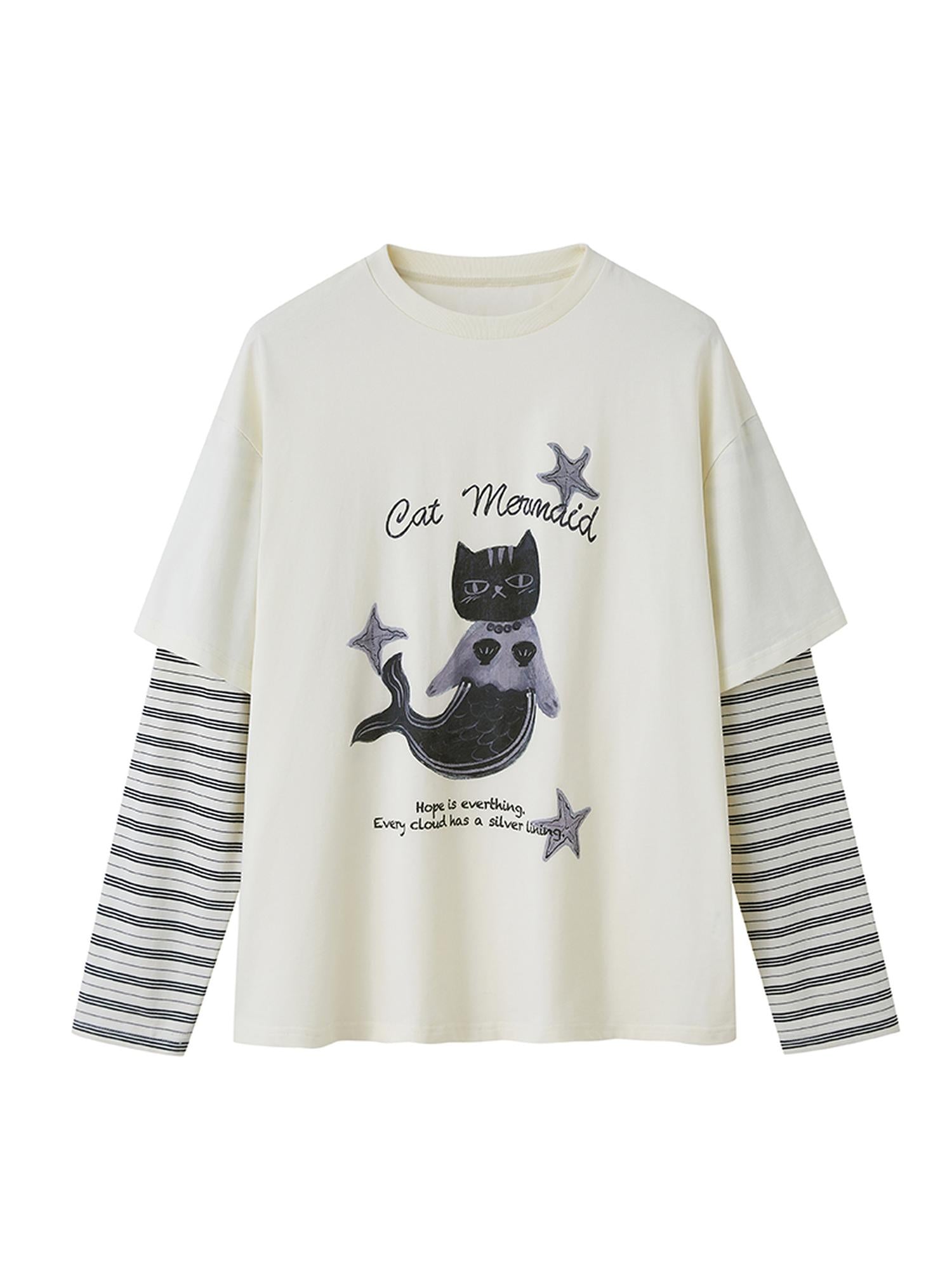 DIDDI MODA Mermaid Cat Fantasy Tee Lace Tiered Skirt Set