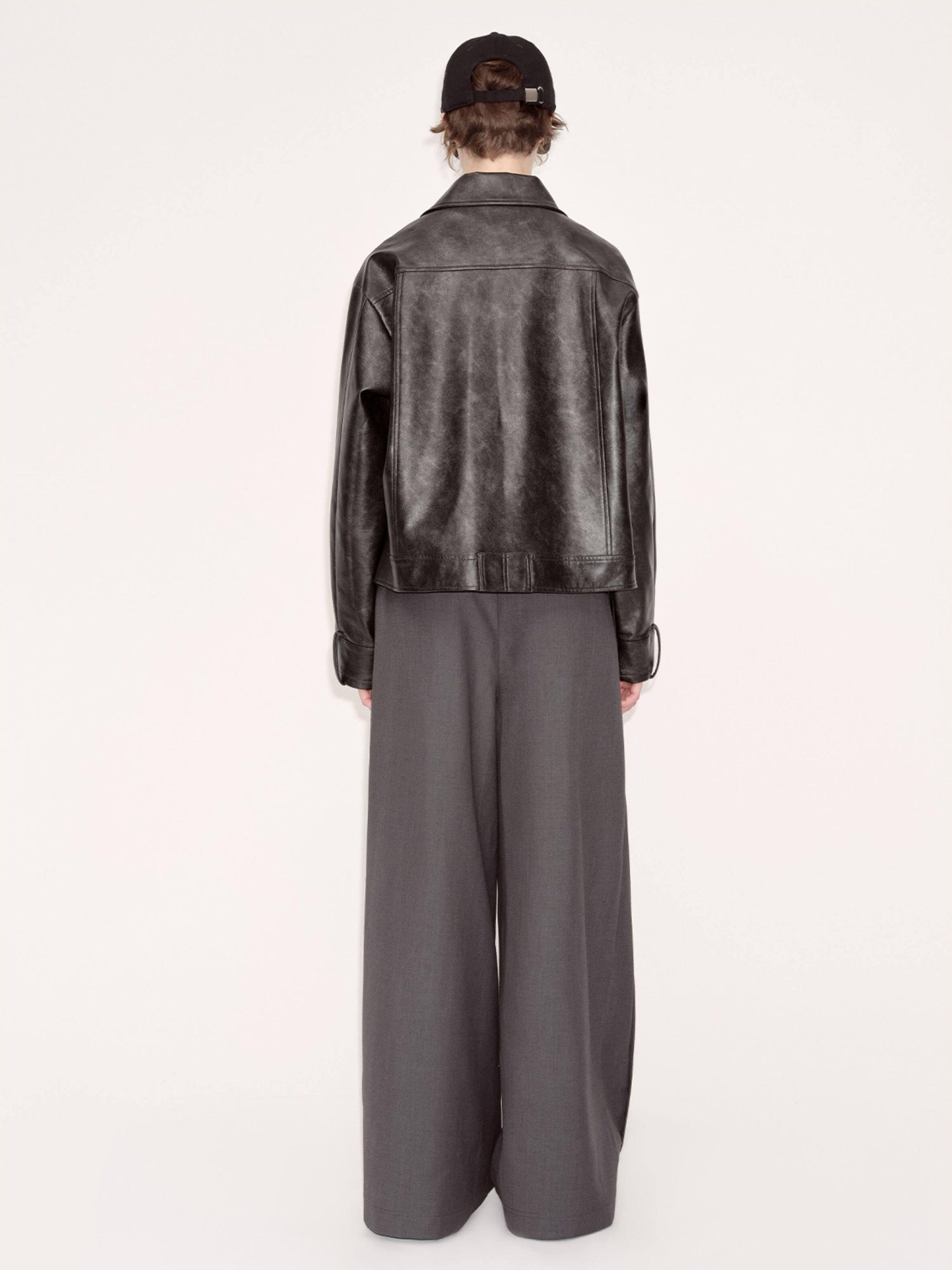 RUN TO THE FUTURE Minimalist Original Low Waist Women High Gray Poly Viscose Wide-Leg Pants