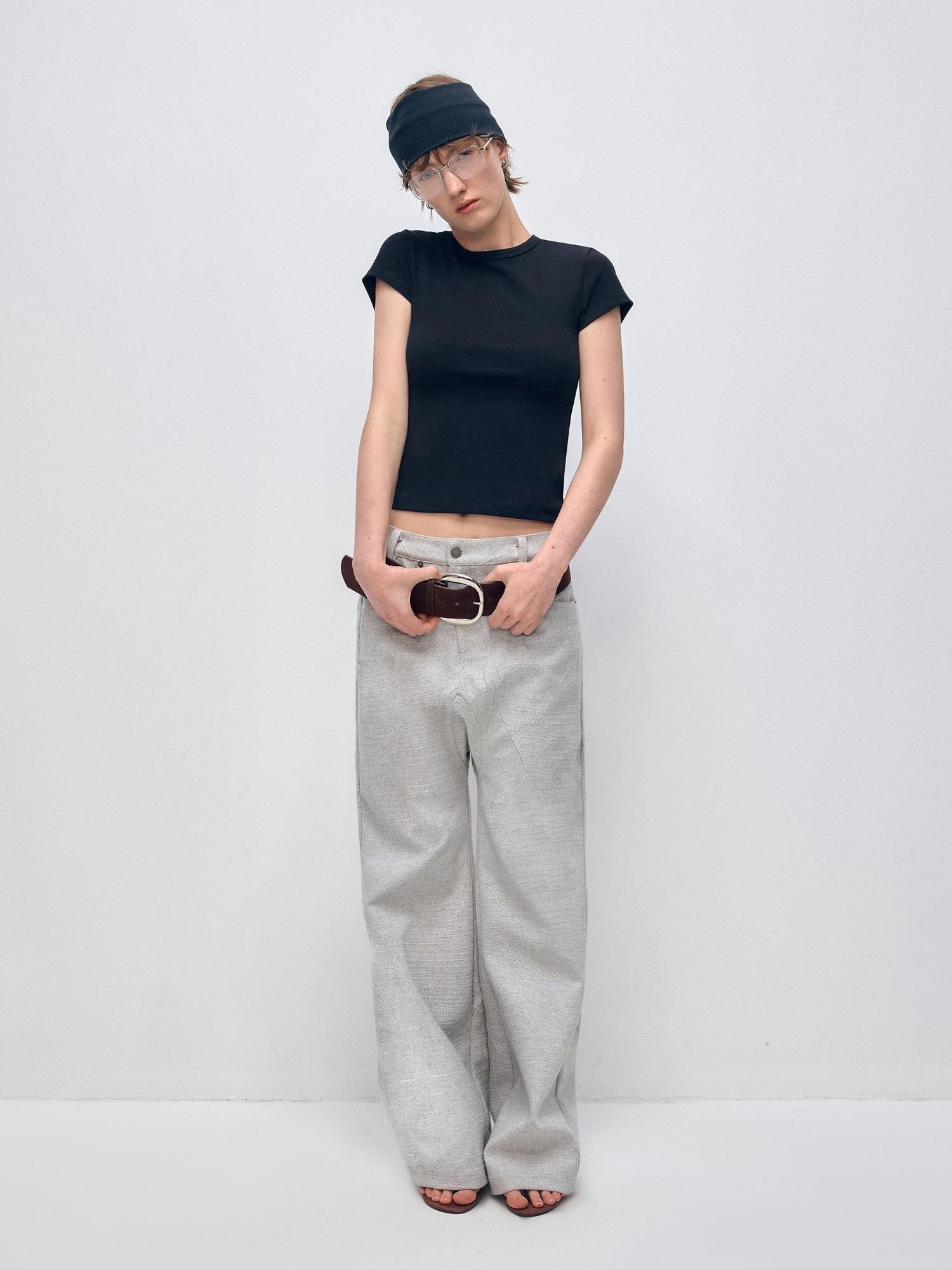 RUN TO THE FUTURE Minimalist Vintage Low Waist Zipper Pocket Office Womens Straight Pants