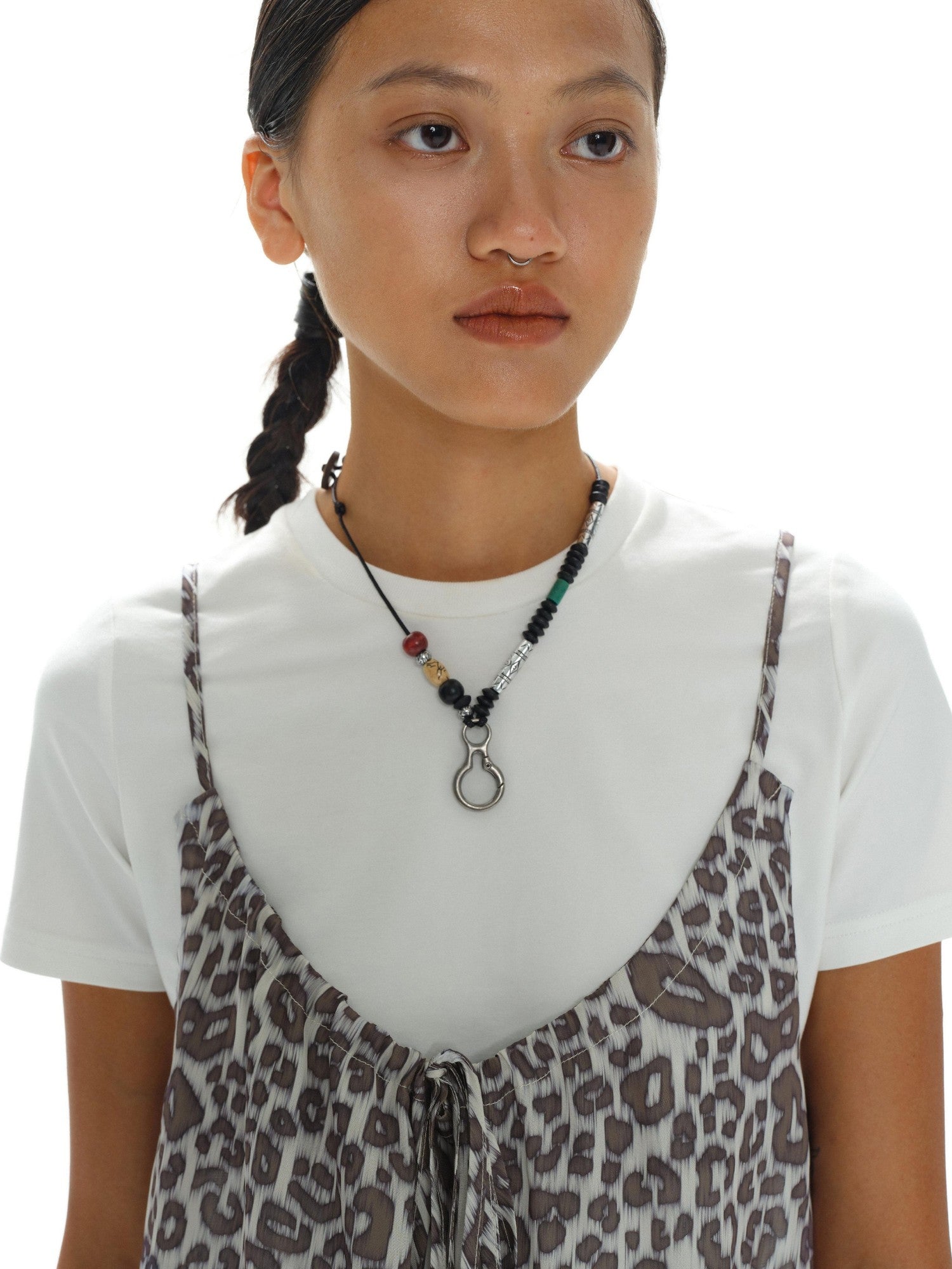 oinimi Leopard Print Ruffle Hem Adjustable Straps Women&