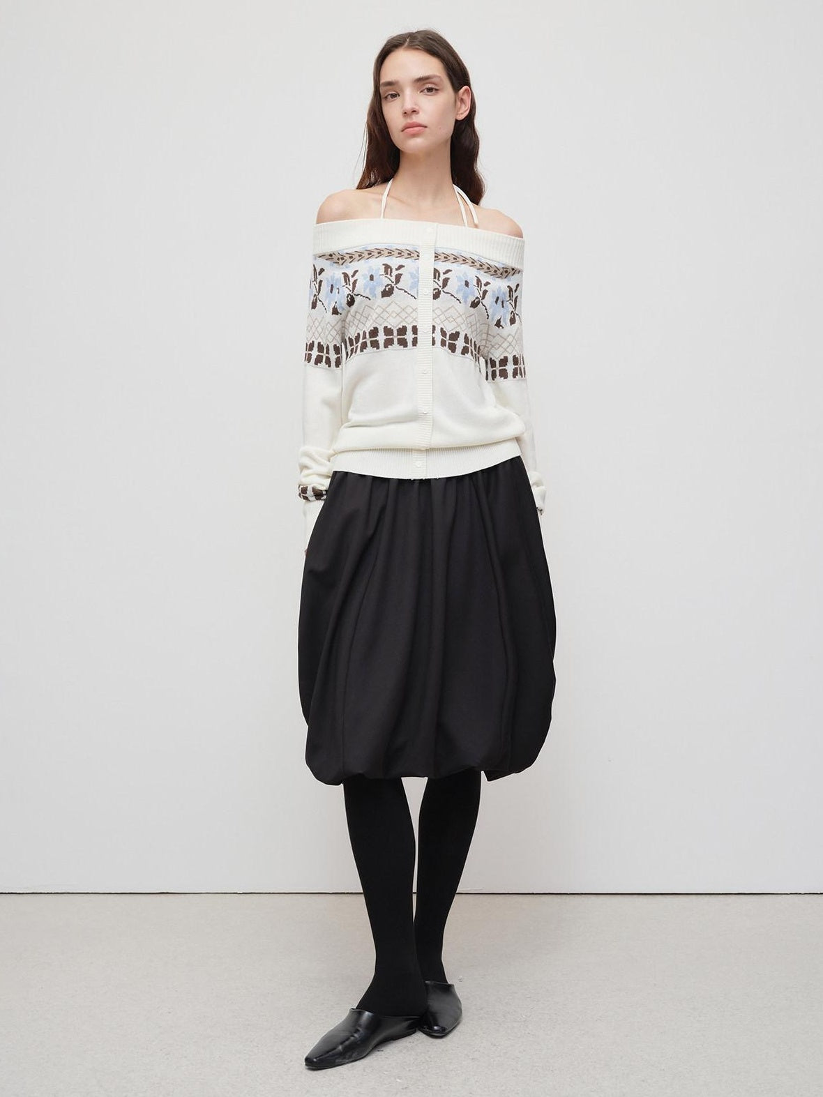 RUN TO THE FUTURE Soft Wool Blend Vintage Loose Pleated Women Knit Pullover Beige Black Sweaters