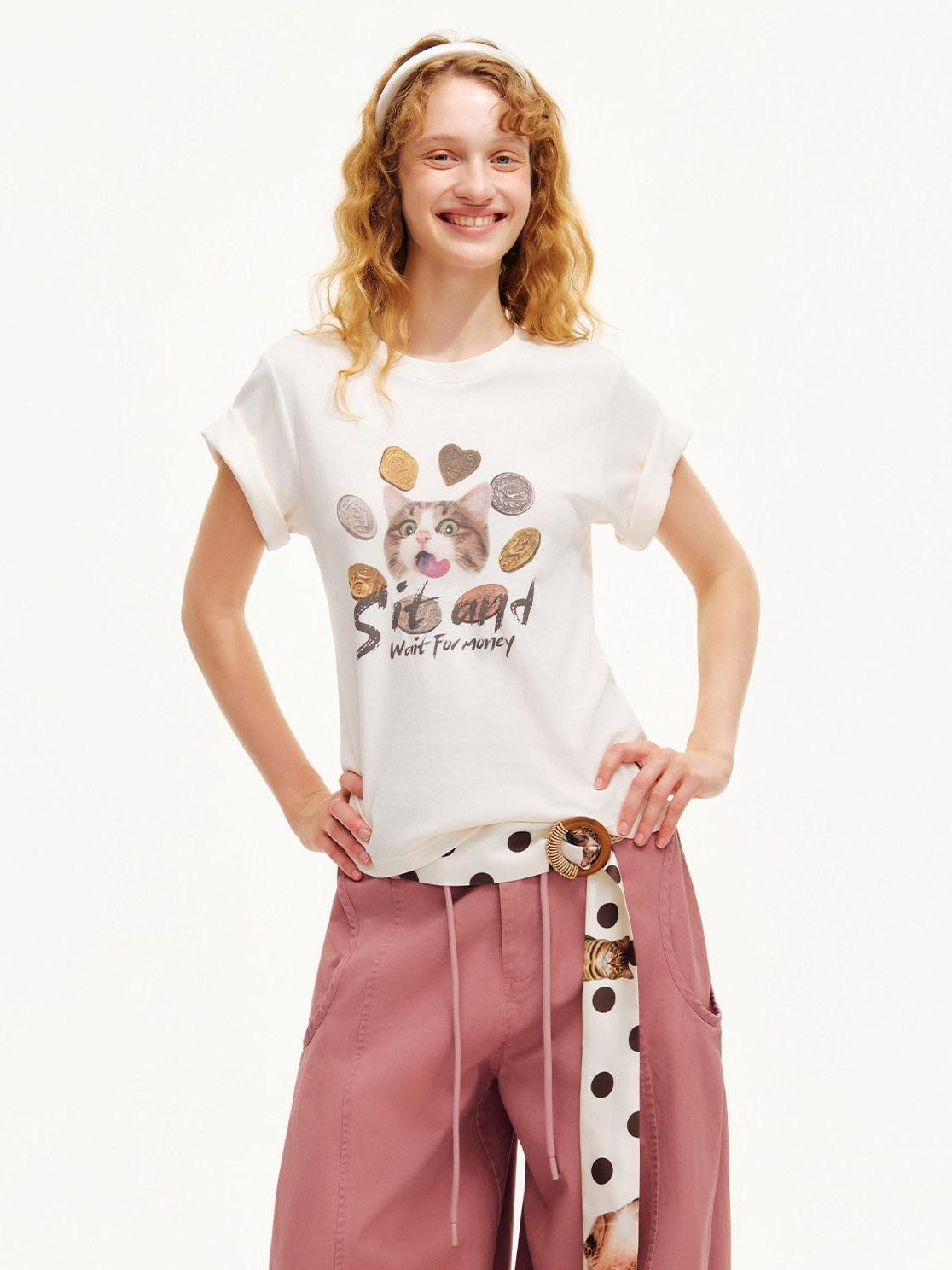 OuttheBlue Heart Lettering Cropped Loose Print Women&