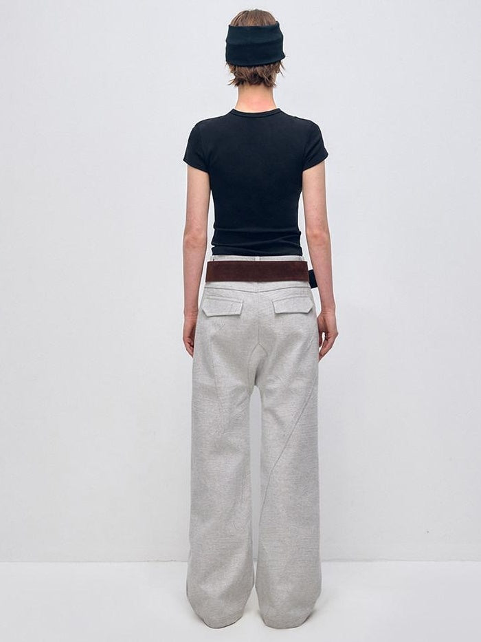 RUN TO THE FUTURE Minimalist Vintage Low Waist Zipper Pocket Office Womens Straight Pants