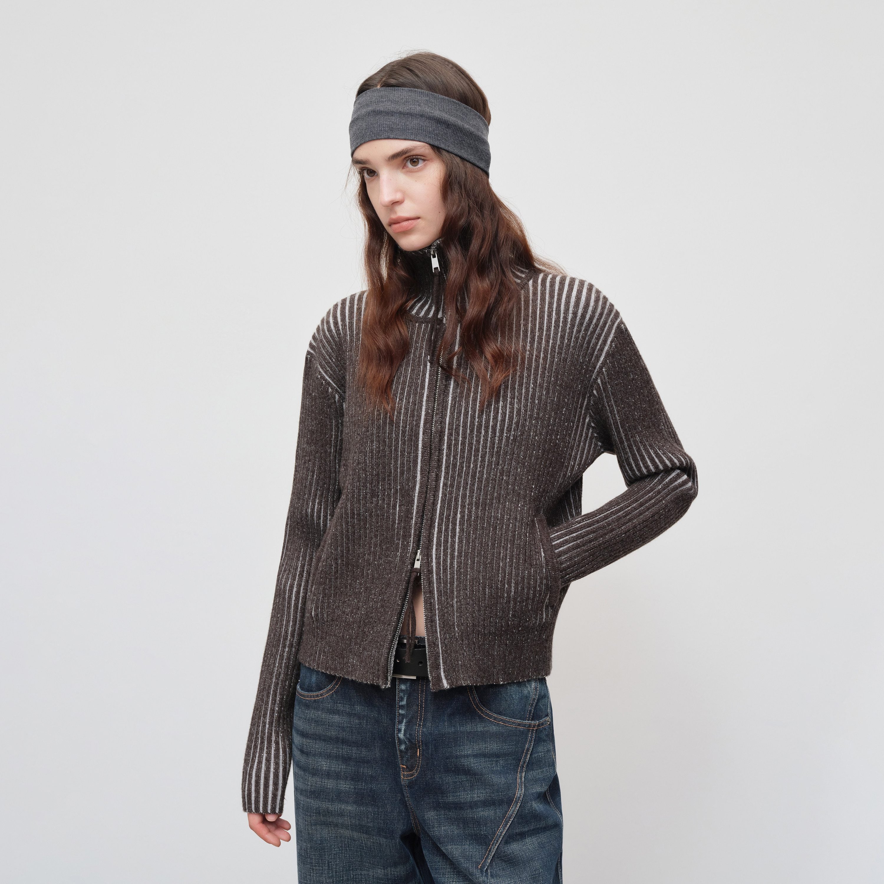 RUN_TO_THE_FUTURE_Soft_Knit_Zip_Front_Loose_Fit_Long_Sleeve_Everyday_Black_Cardigans_MISSTT