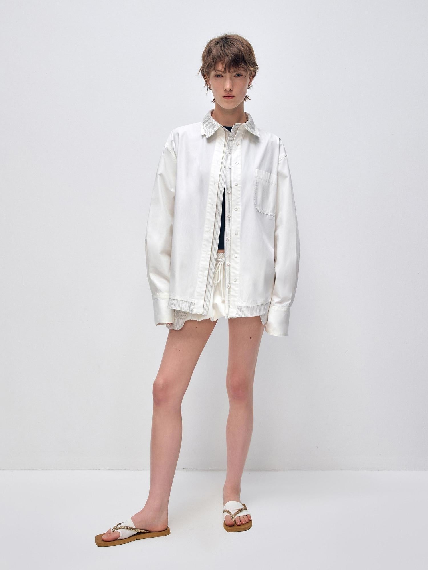 RUN TO THE FUTURE Breathable Cotton Original Loose Patchwork Women Polo Long Sleeve Striped Shirts