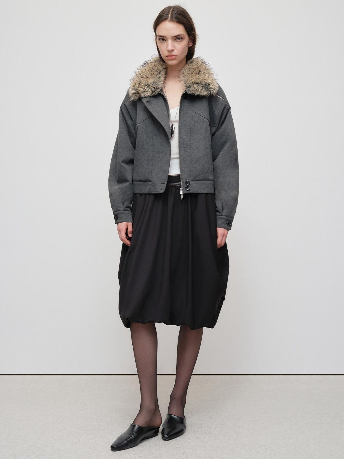 RUN TO THE FUTURE Versatile Cropped Relaxed Fit Commuting Zip Front Gray Track Jackets