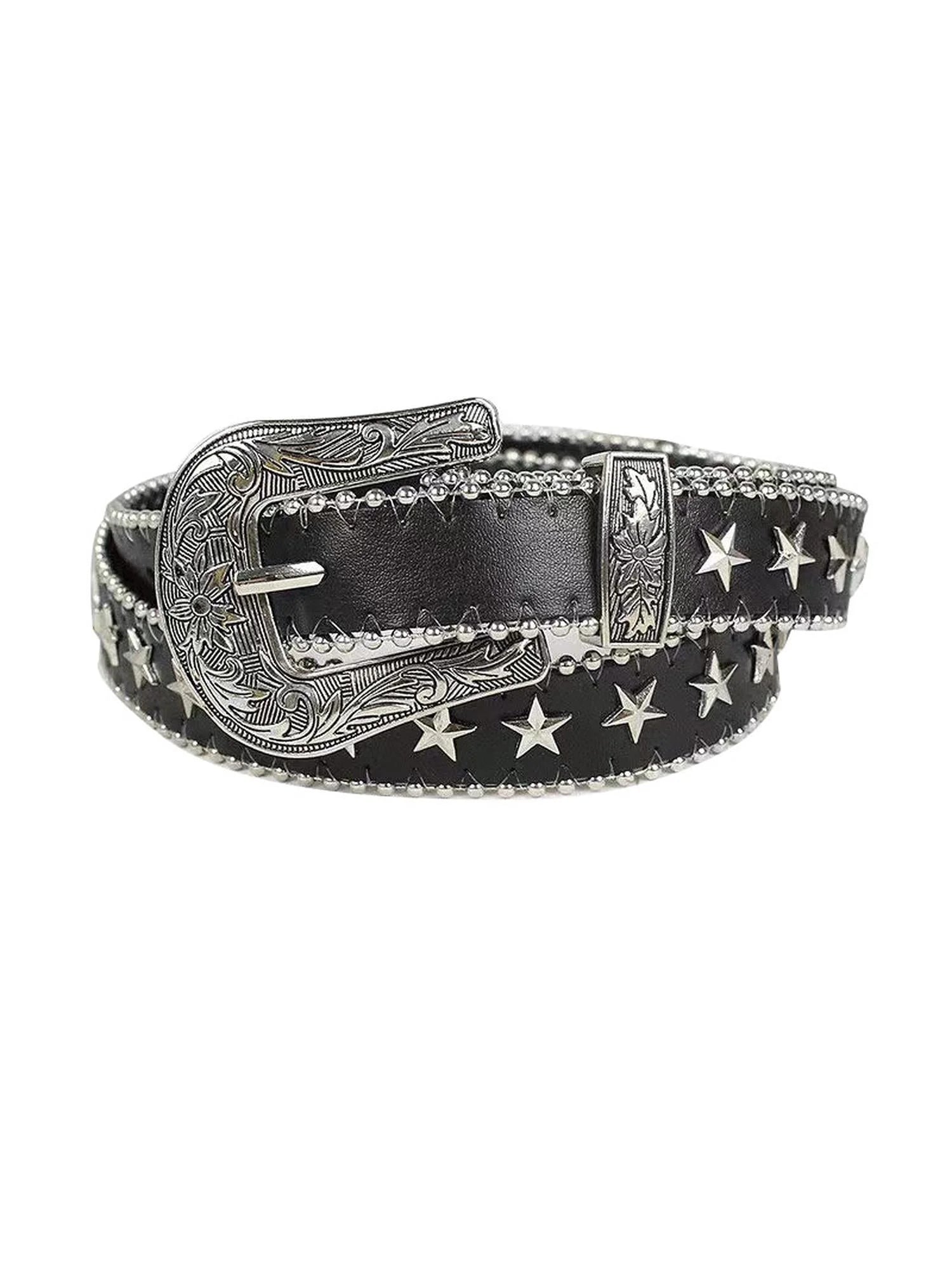 Punk Dark Pentagram Studded Belt With Metal Accessories