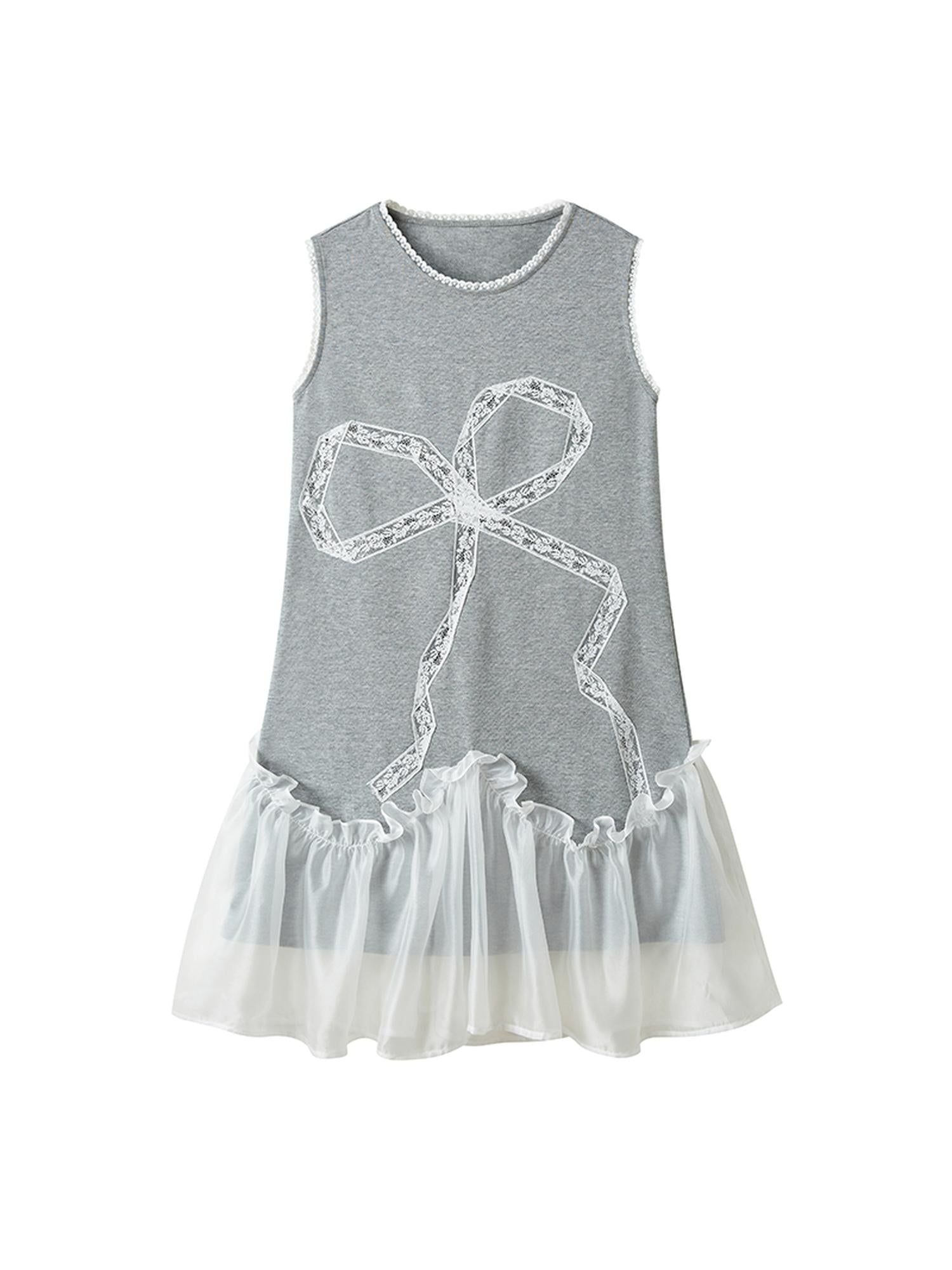 DIDDI MODA Lace Bow Sheer A Line Sundress