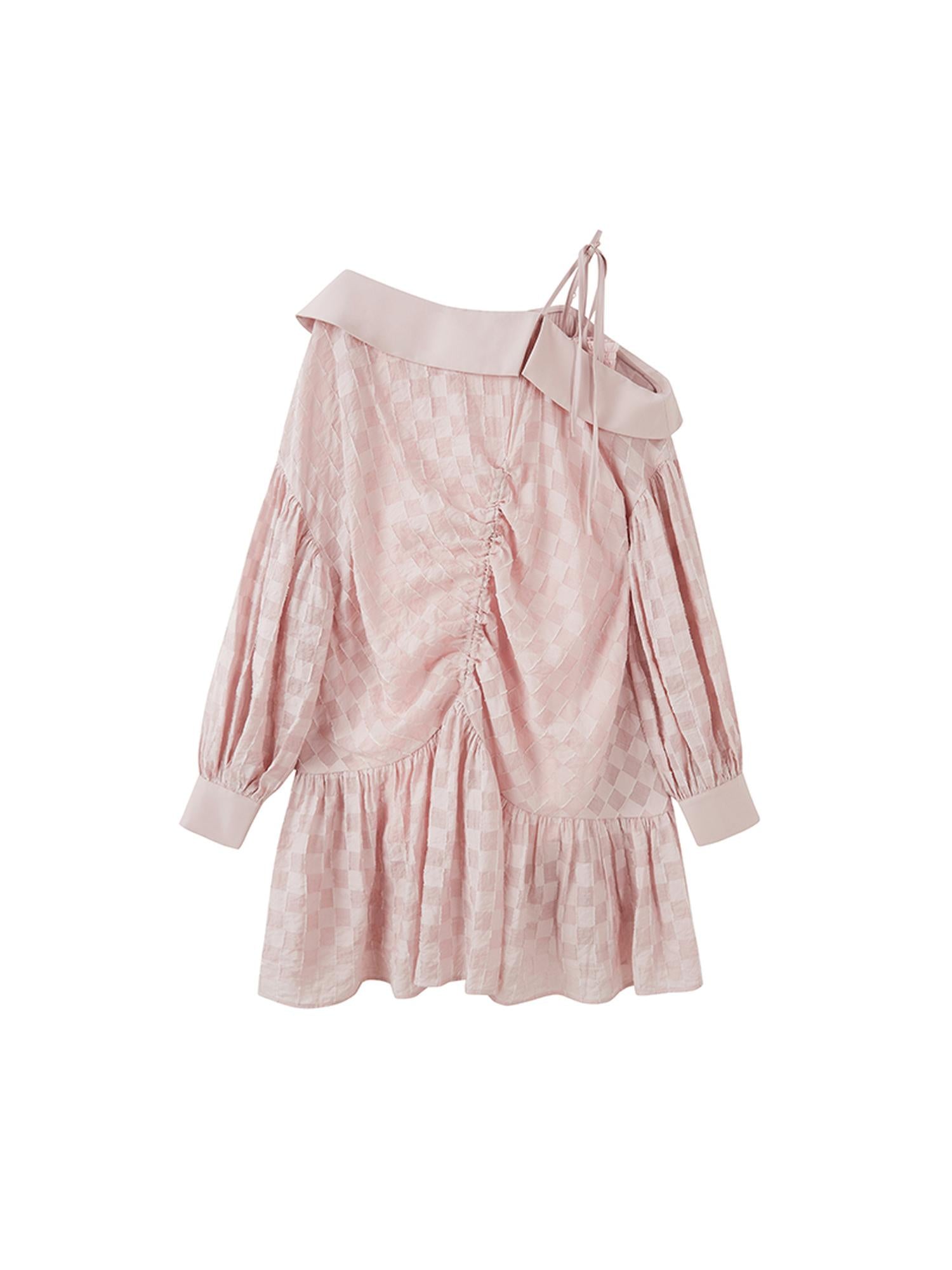 DIDDI MODA Asymmetrical Loose Checkered Mini Dress