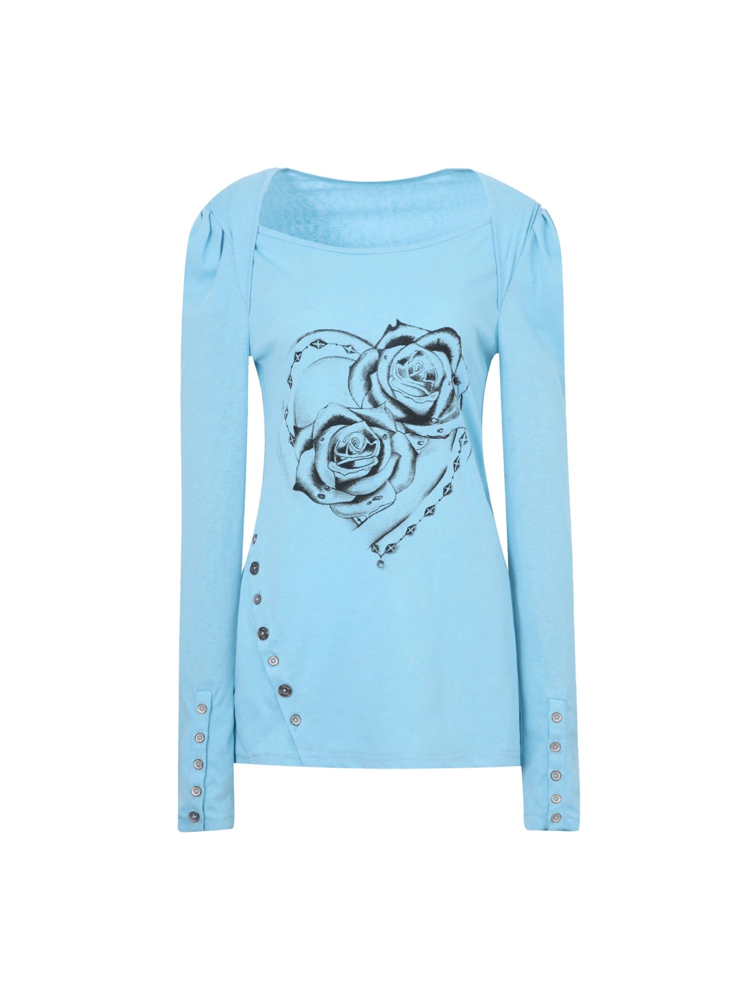 Spring Summer Square Neck Ballet T-Shirt With Puff Sleeves