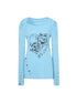 Spring Summer Square Neck Ballet T-Shirt With Puff Sleeves