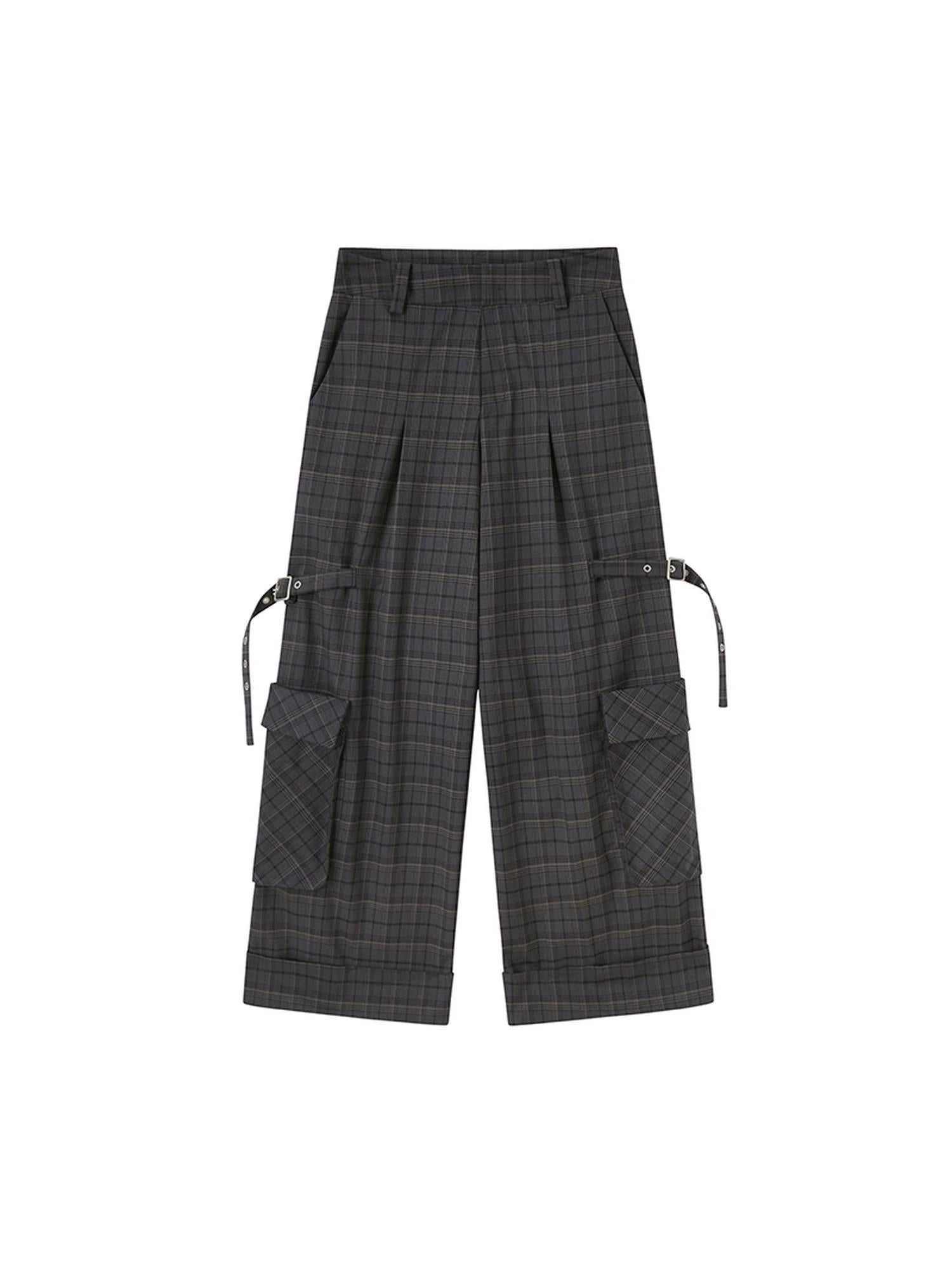 Retro Plaid Cargo Pants For Women Relaxed Fit Stylish Design