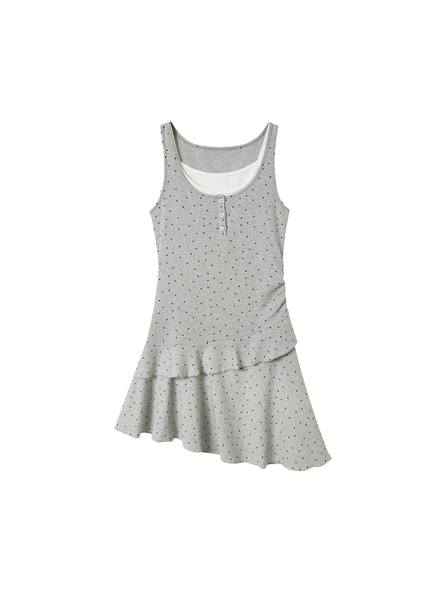 DIDDI MODA Waist Cinching Dot Bow Sleeveless Bodycon Dress