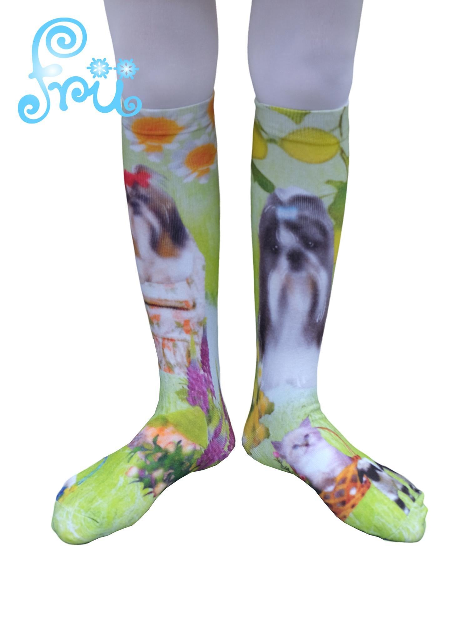 Frufru Gulu Winter Pup Print Green Socks