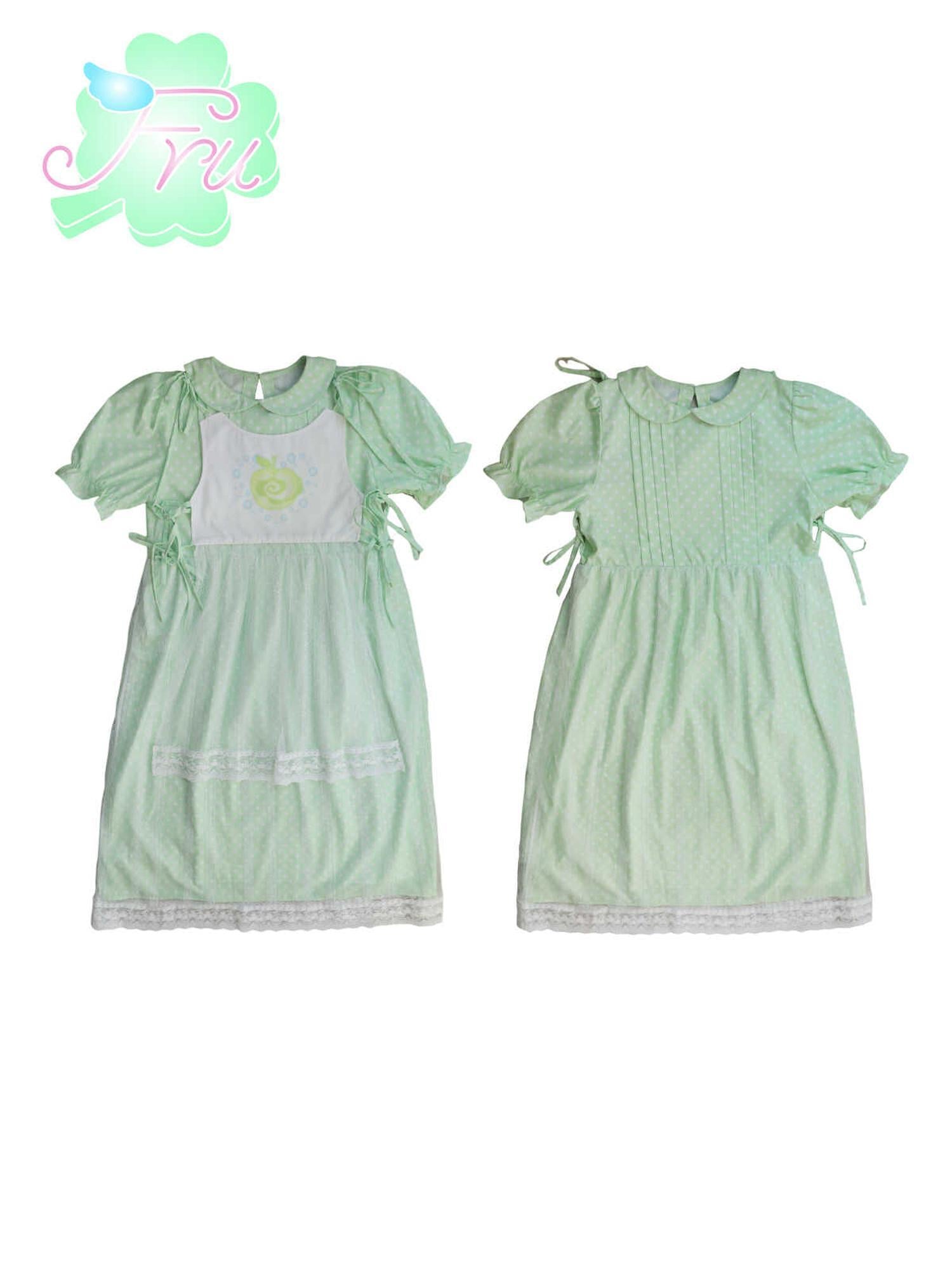 Frufru Gulu Summer Candy Angel Green Polka Dot Cute Girl Dress