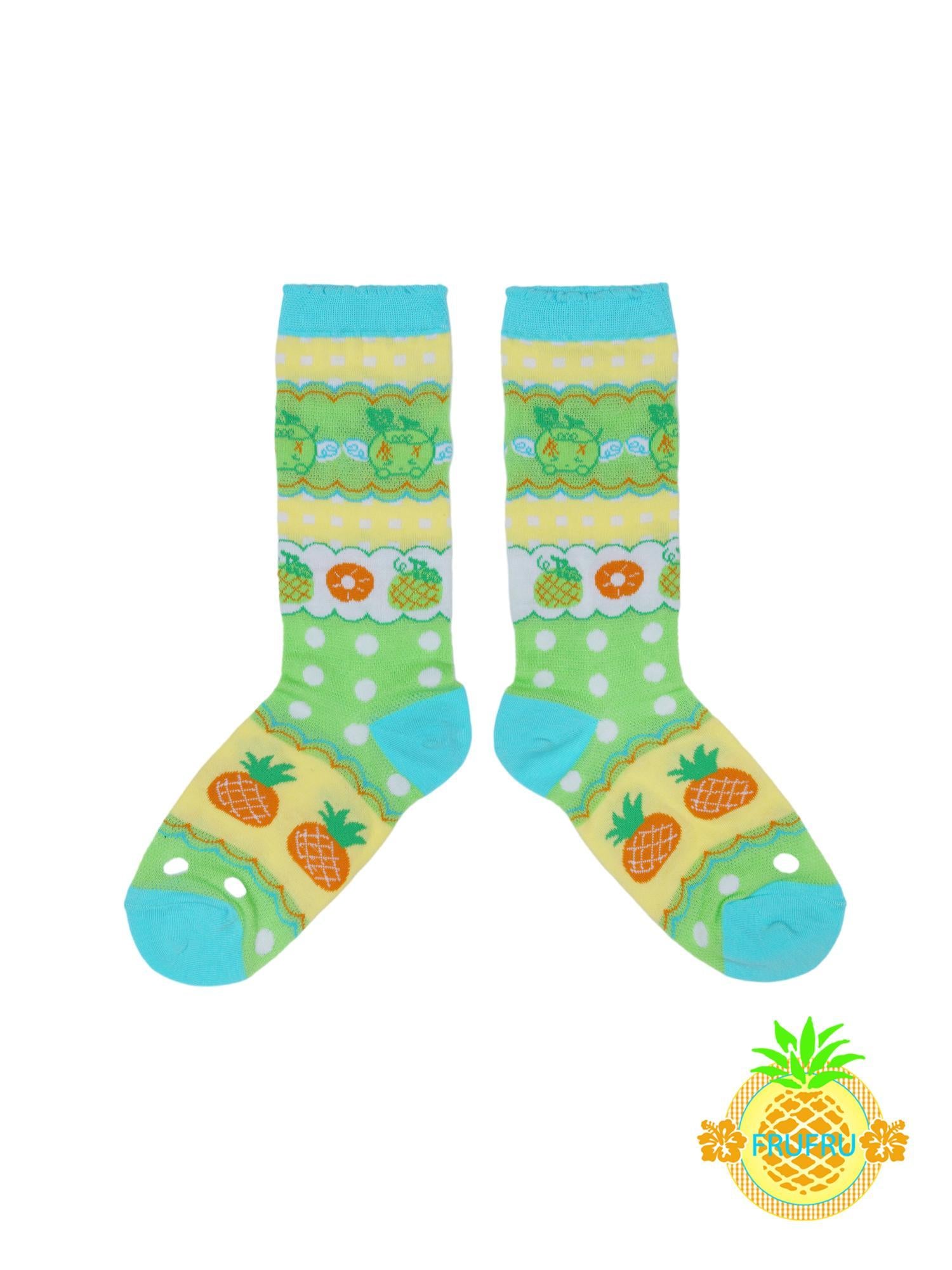 Frufru Gulu Hawaiian Dream Melon Illustrated Silk Socks For Women