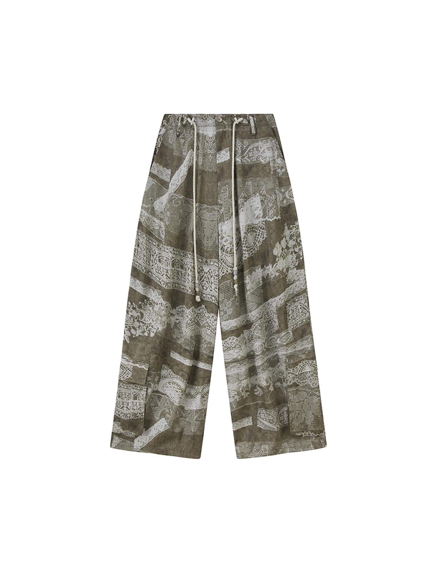 DIDDI MODA Bohemian Print Drawstring Wide Leg Pants