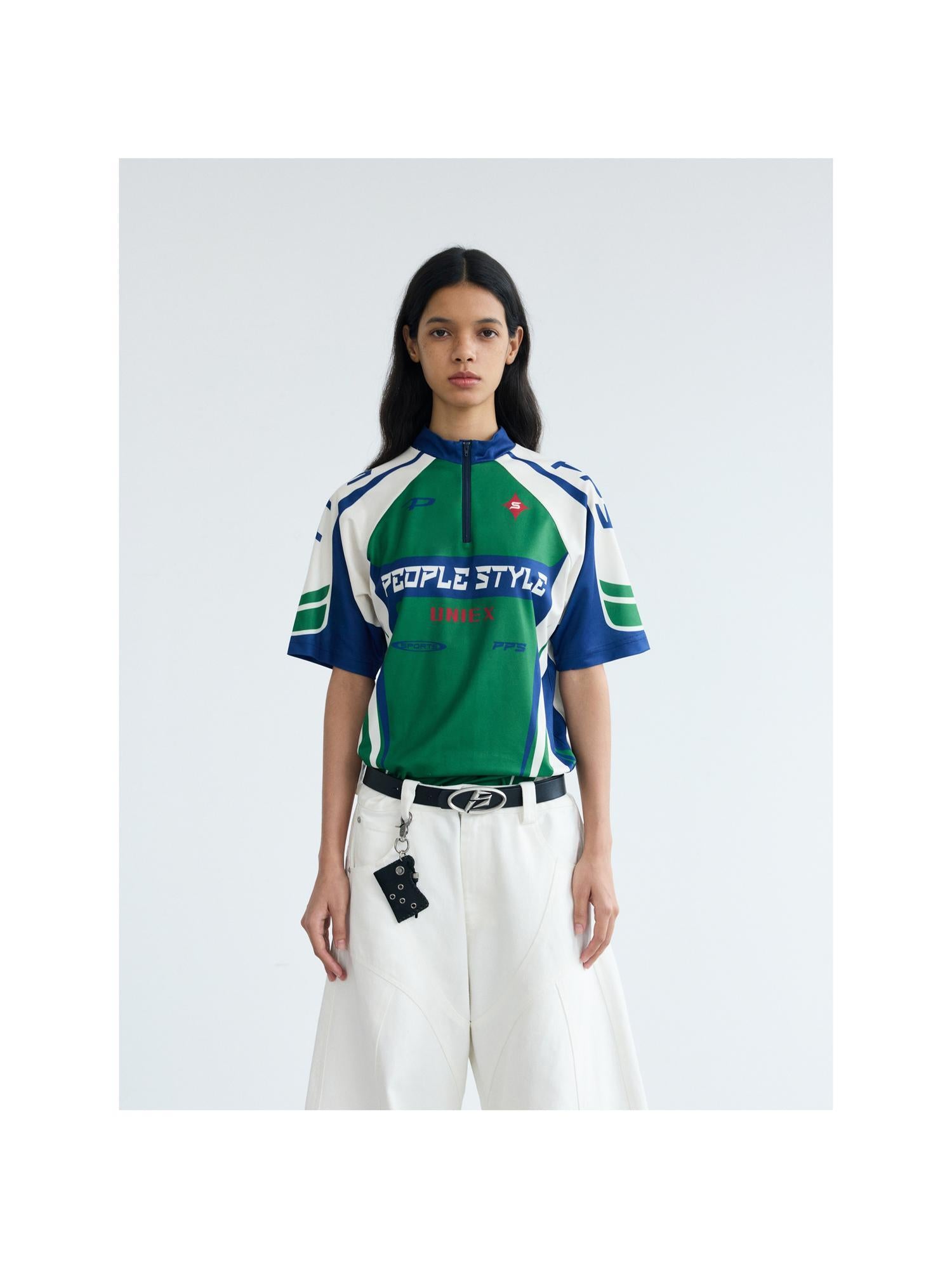 Peoplesense Cycling Inspired Contrast Color Quick Dry Tee