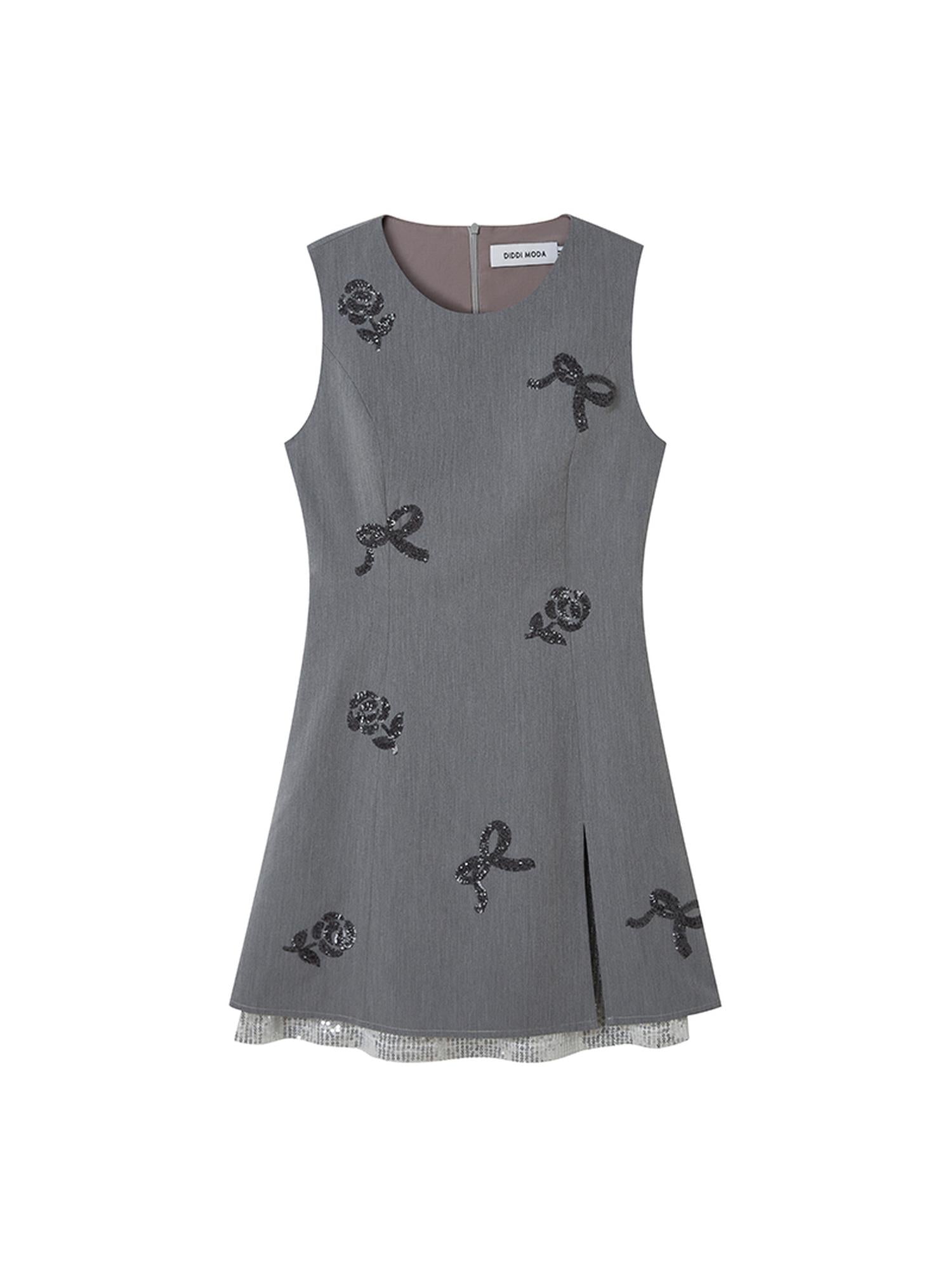 DIDDI MODA Butterfly Slim Fit Waist Defined Sleeveless Summer Dress