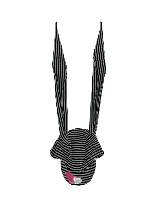 Cute Bunny Hat With Big Ears Summer Knit Striped Cap