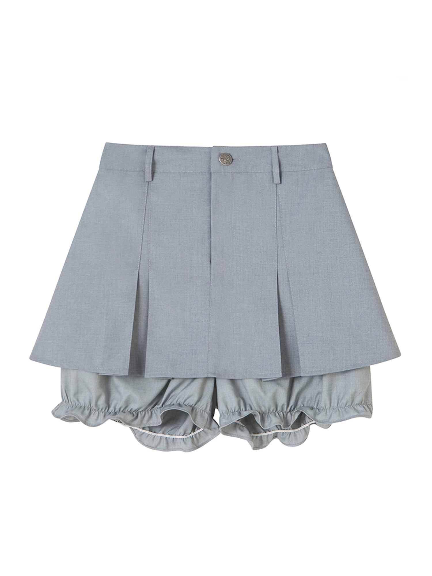 DIDDI MODA Pleated High Waist A Line Skort Stretchy Flattering Shorts For Summer