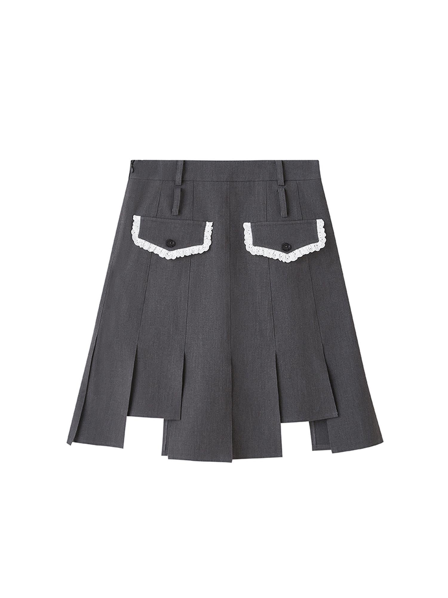 DIDDI MODA Rebel Academia Asymmetrical Pleated Skirt