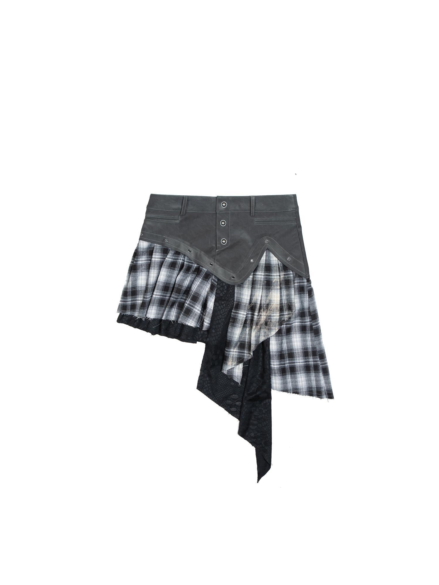 ARIADNAw Punk Rock Vintage Asym Pleat Low Waist Skirt All Season