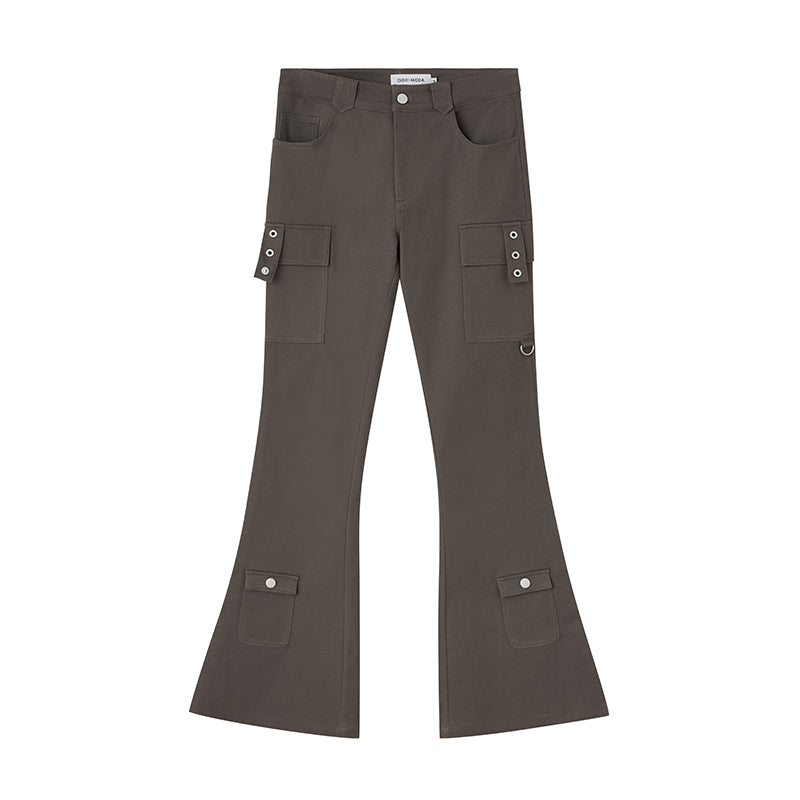 DIDDI MODA Retro Slim Cargo Pants High Waist Flared Trousers
