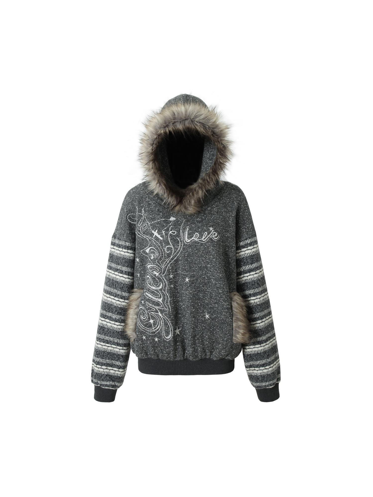 NO ROMANCE Vintage Shibuya Y2K Hoodie Women Loose Fleece Embroidered Pullover