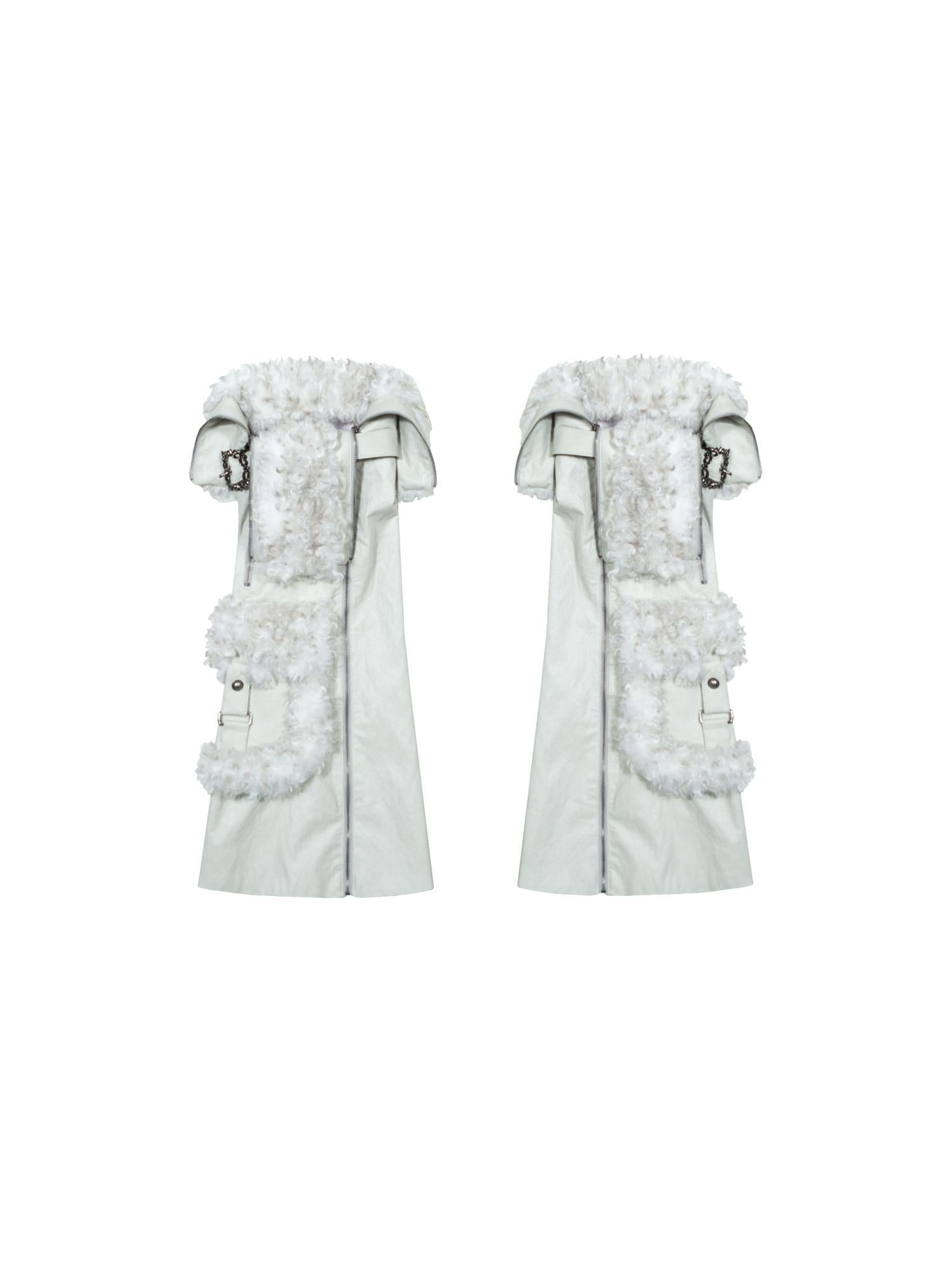 ARIADNAw Ariadnaw Punk Rock Low Rise Leather Shorts With Wool Leg Warmers
