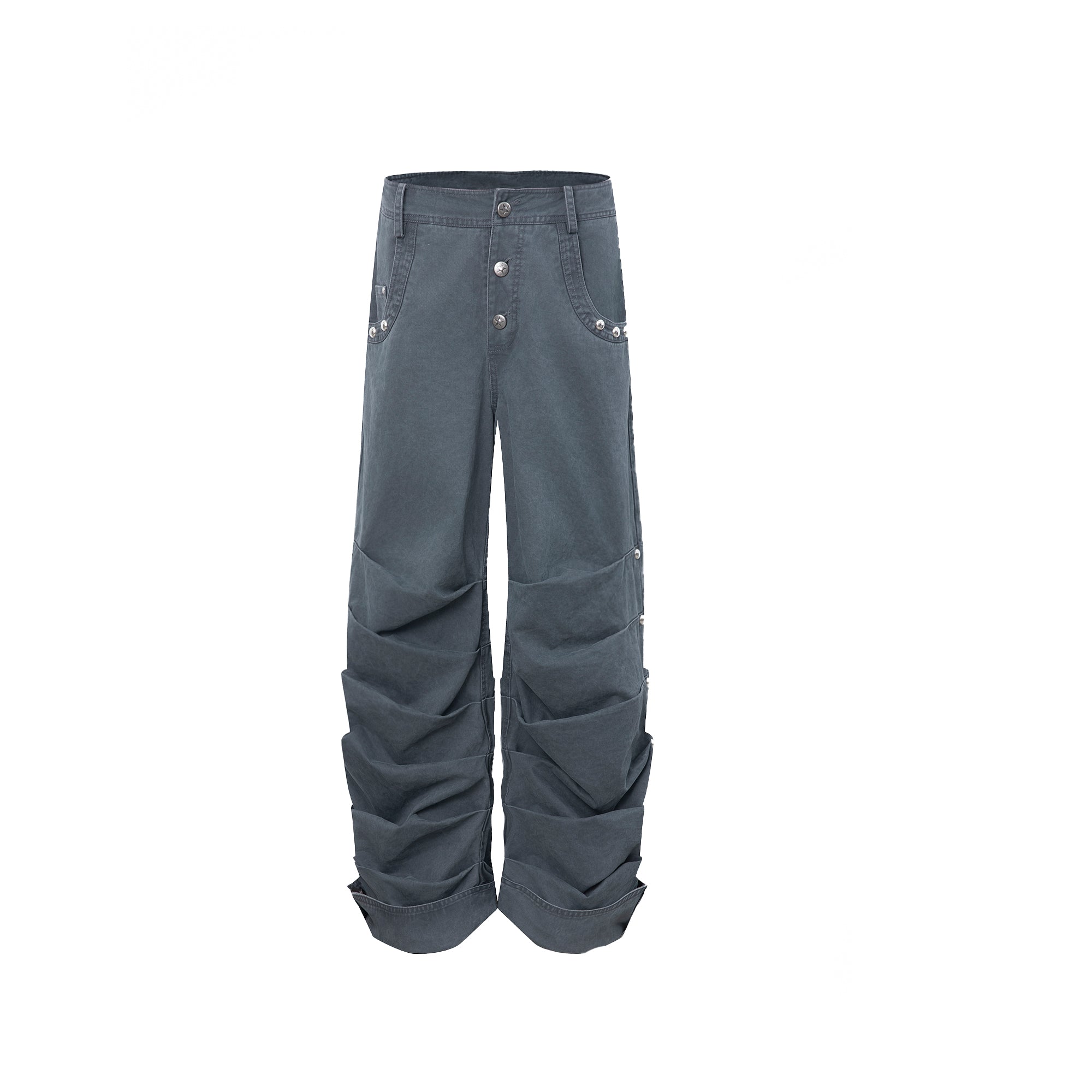 Doublepunch Low Mid Rise Loose Stacked Washed Cotton Pants