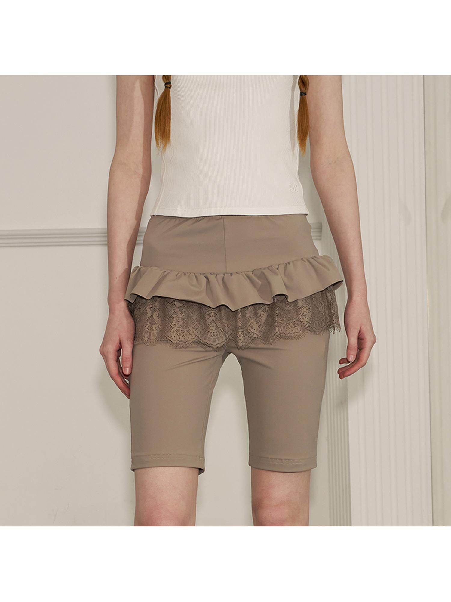 DIDDI MODA Ballet Inspired Rhinestone Lace Yoga Shorts