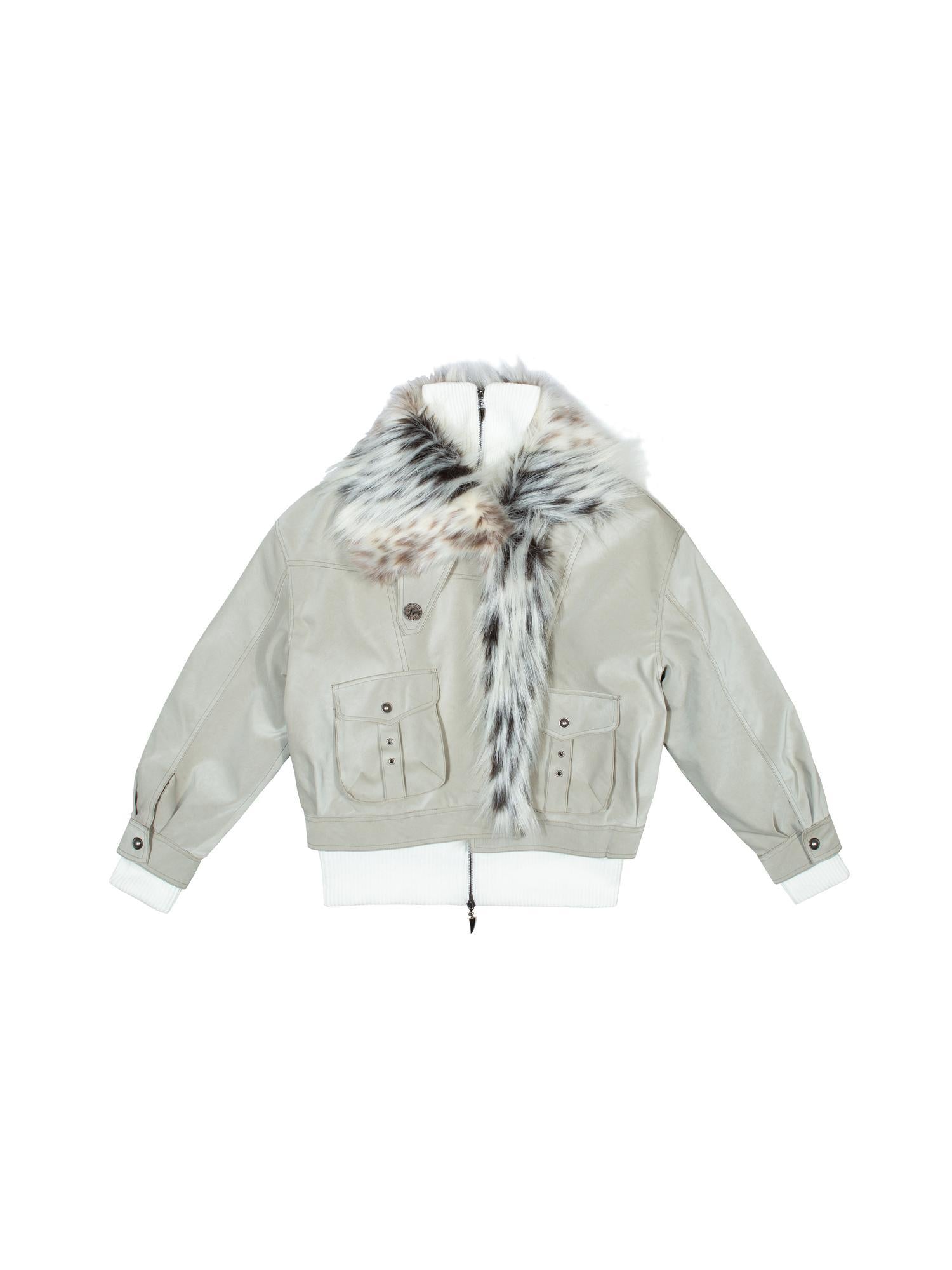 ARIADNAw Punk Rock Vintage Faux Leather Fur Jacket For Women Winter
