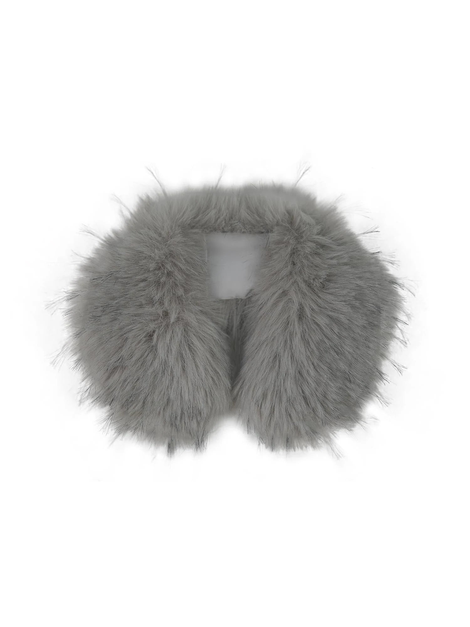 Black Detachable Faux Fur Cape Shoulder Coat Jacket