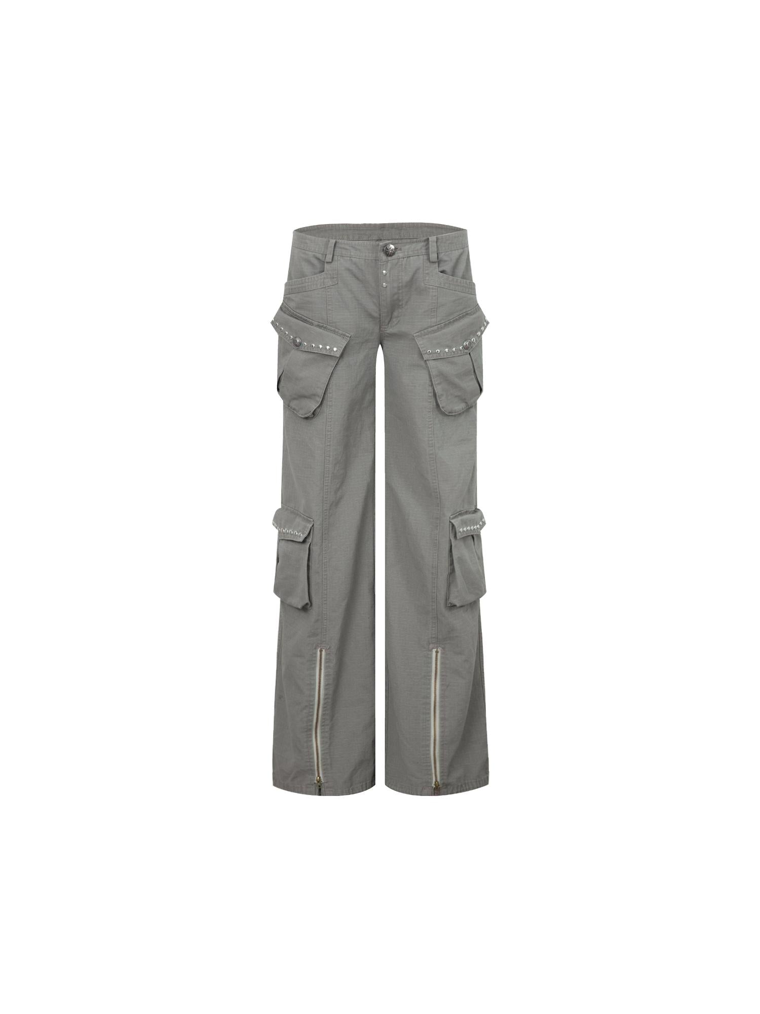 DoublePunch Vintage Washed Western Wide-Leg Work Pants