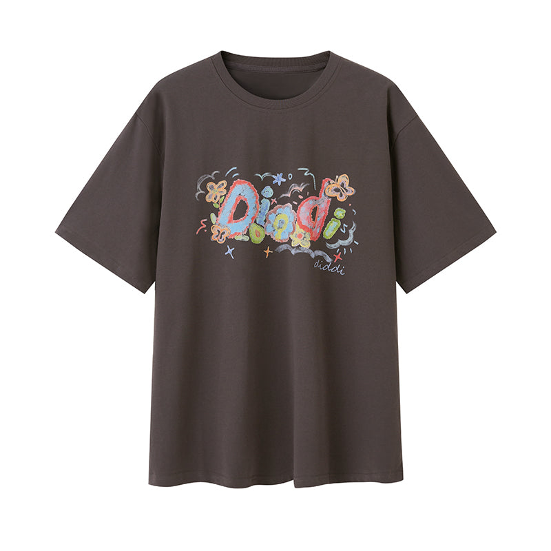 DIDDI MODA Playful Letter Print Cotton Tee