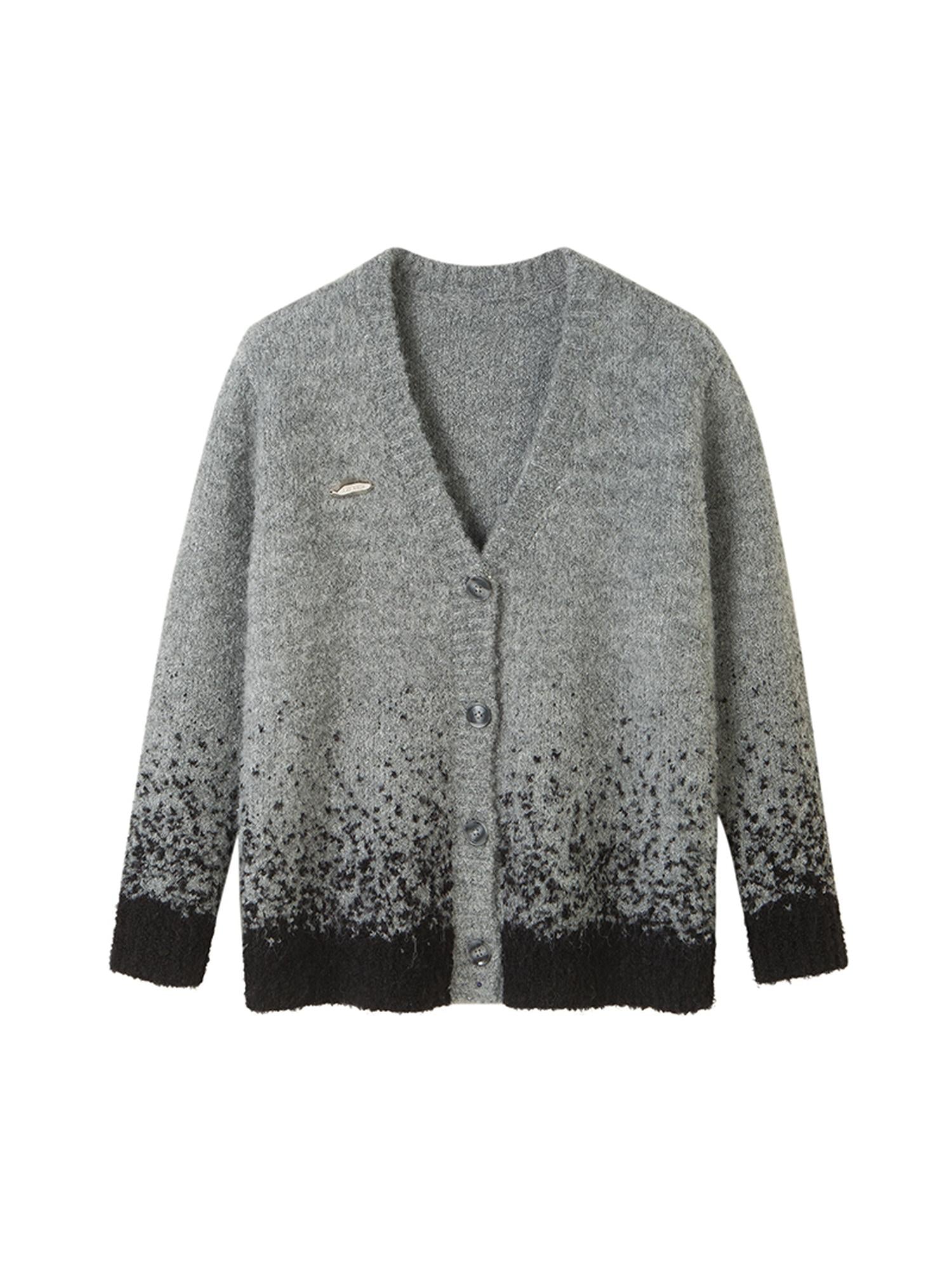 DIDDI MODA Starry Gradient V Neck Wool Cardigan