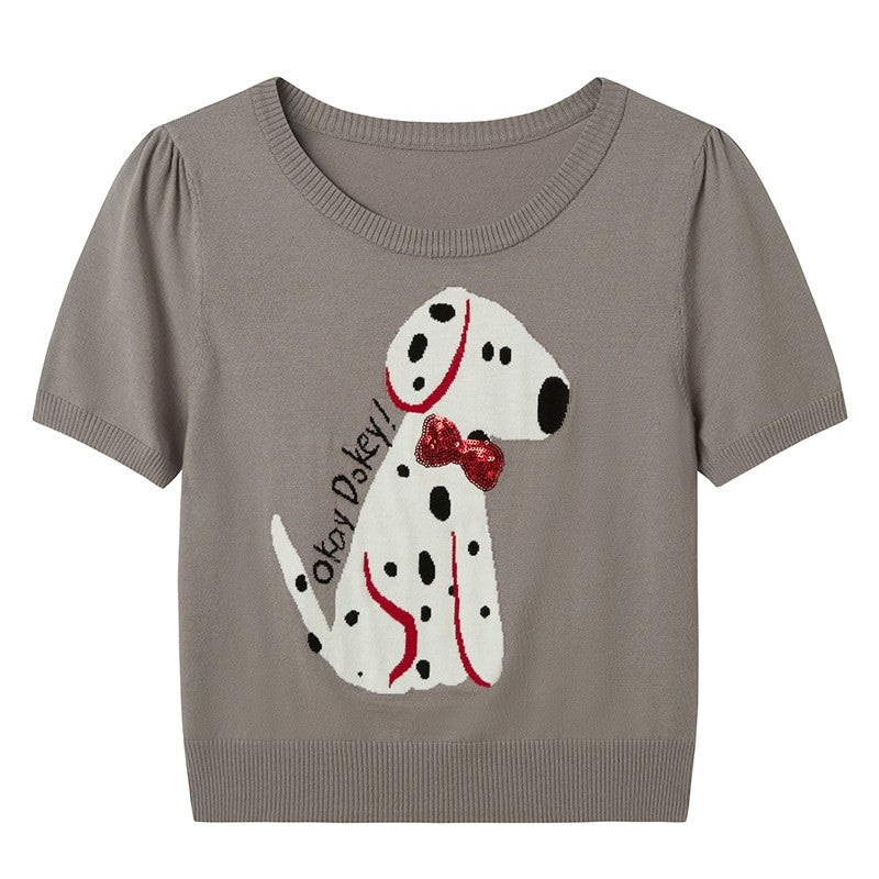 DIDDI MODA Fun Dotted Dog Knit Tee