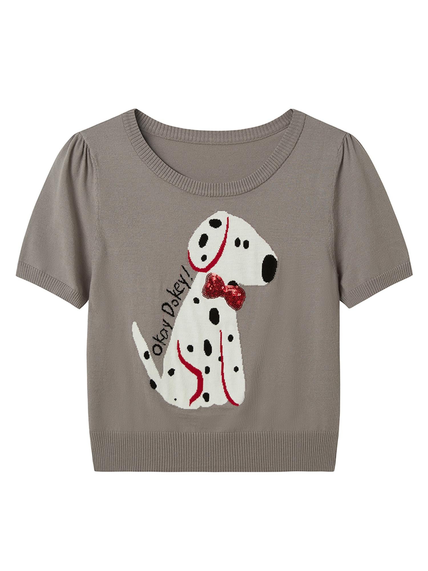 DIDDI MODA Spotted Dog Knit Vest And Tee Set