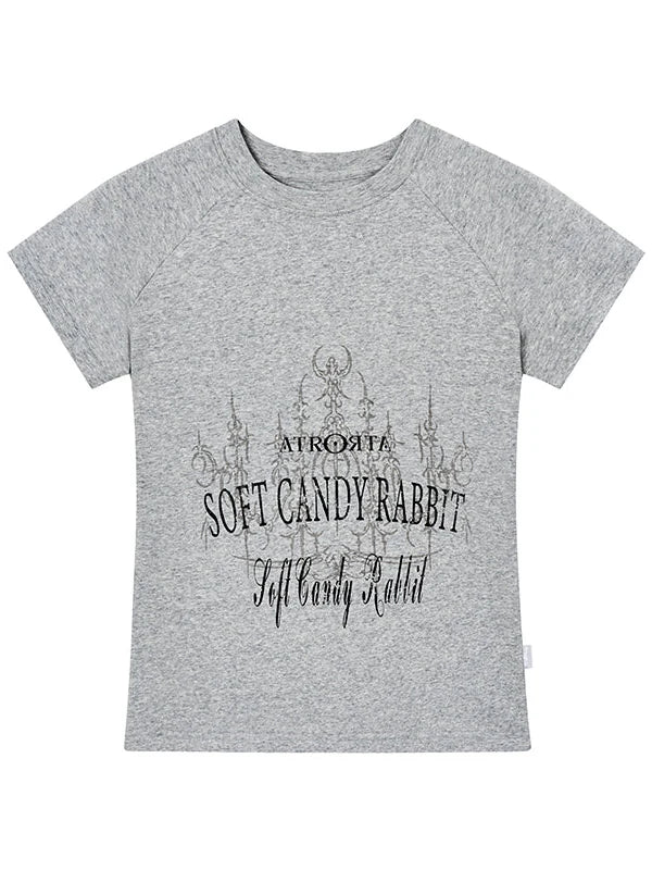 Vintage Print Slim Fit Raglan T-Shirt