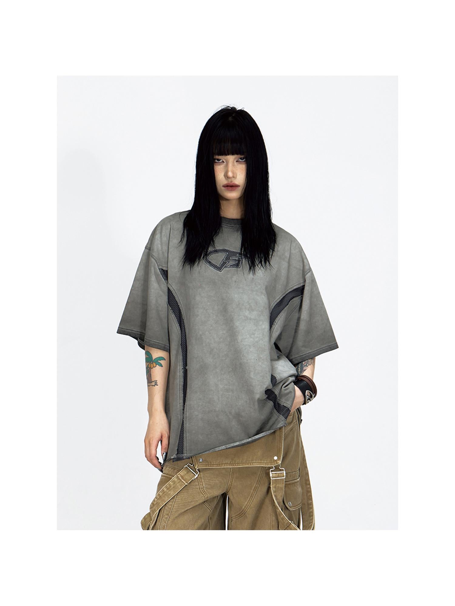 Peoplesense Vintage Stitch Detailed Unisex Washed Tee Loose Fit Cotton