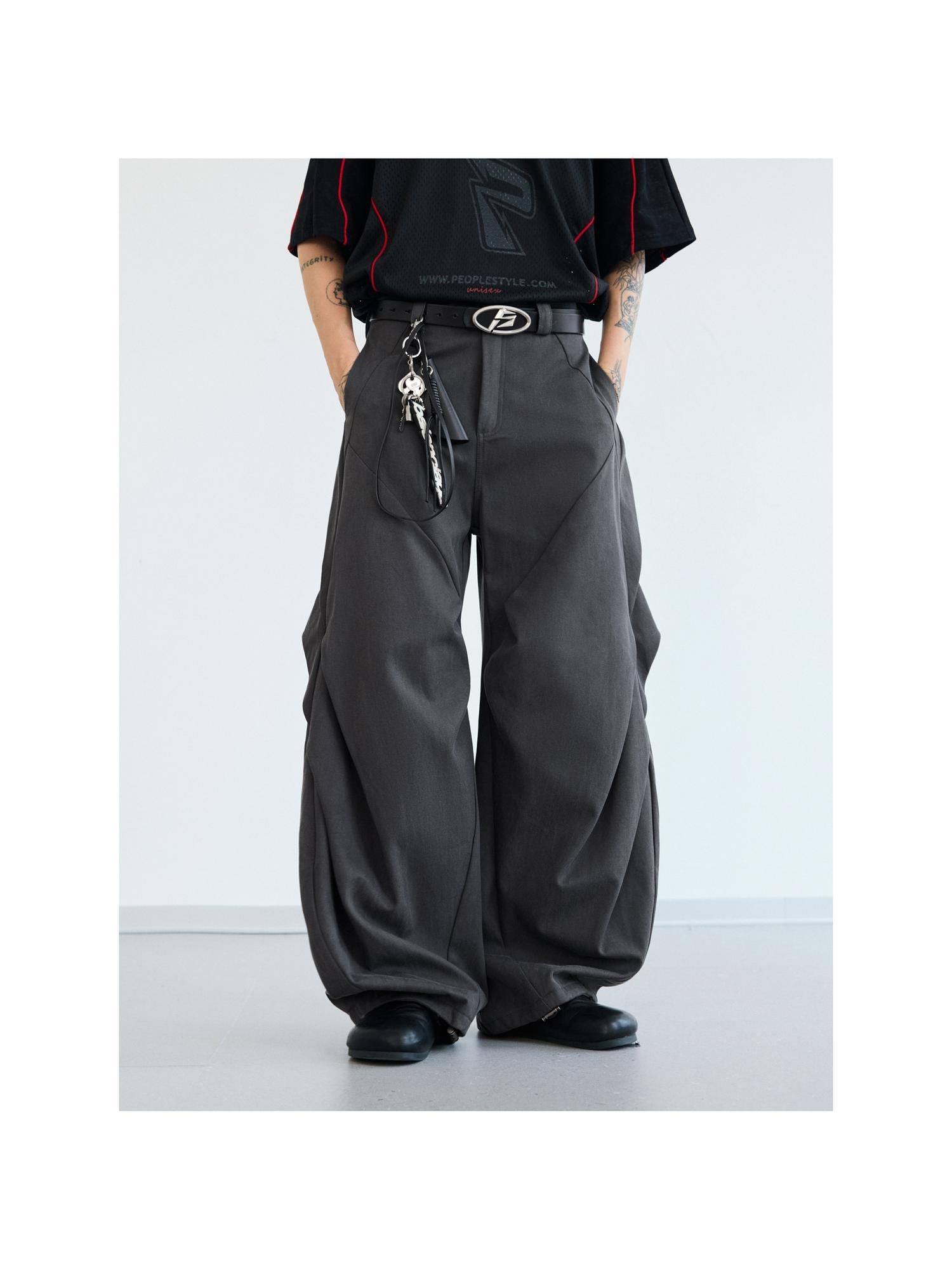 Peoplesense Composite Deconstructed Diamond Pleat Drape Trousers
