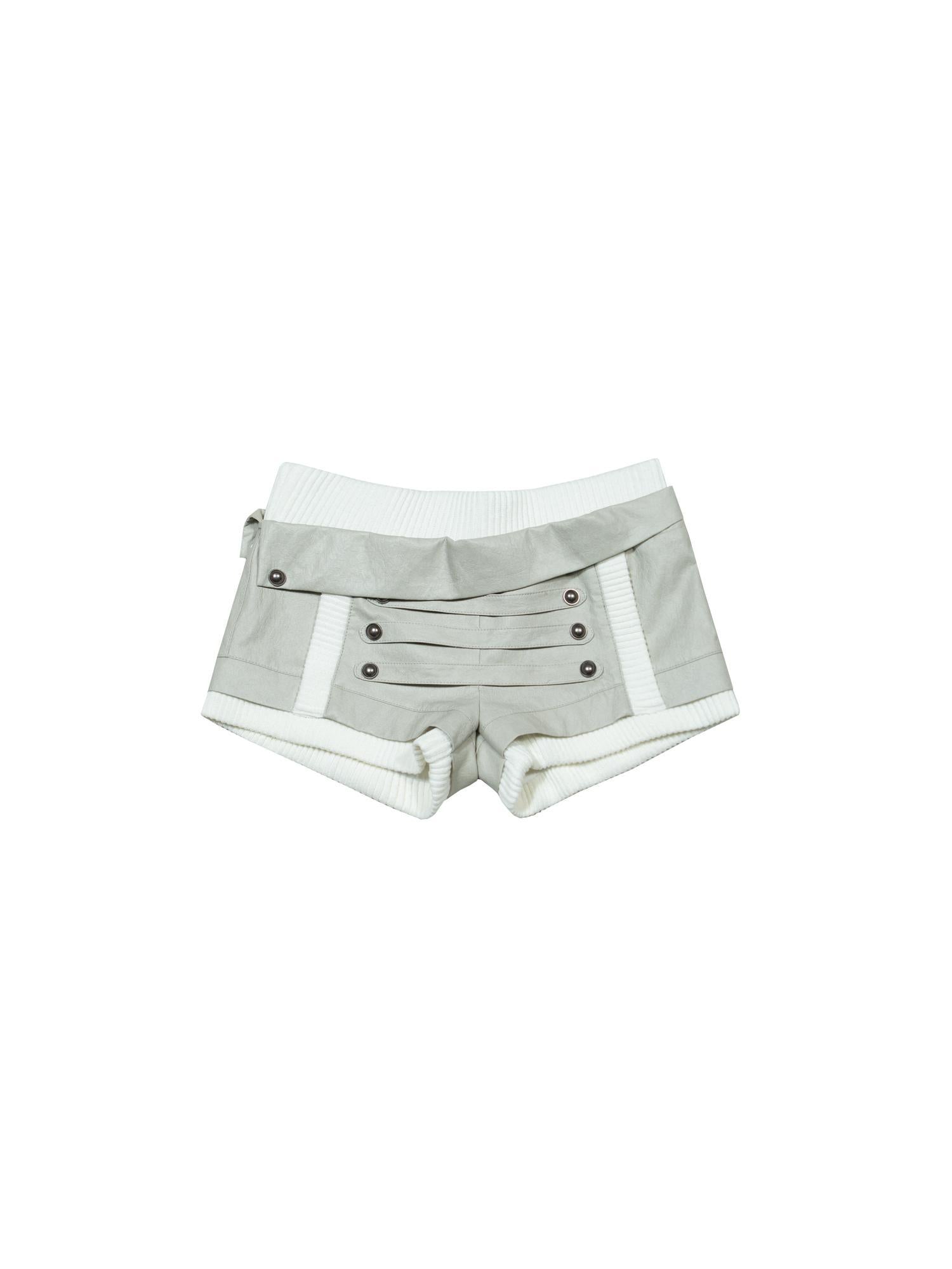 ARIADNAw Ariadnaw Punk Rock Low Rise Leather Shorts With Wool Leg Warmers