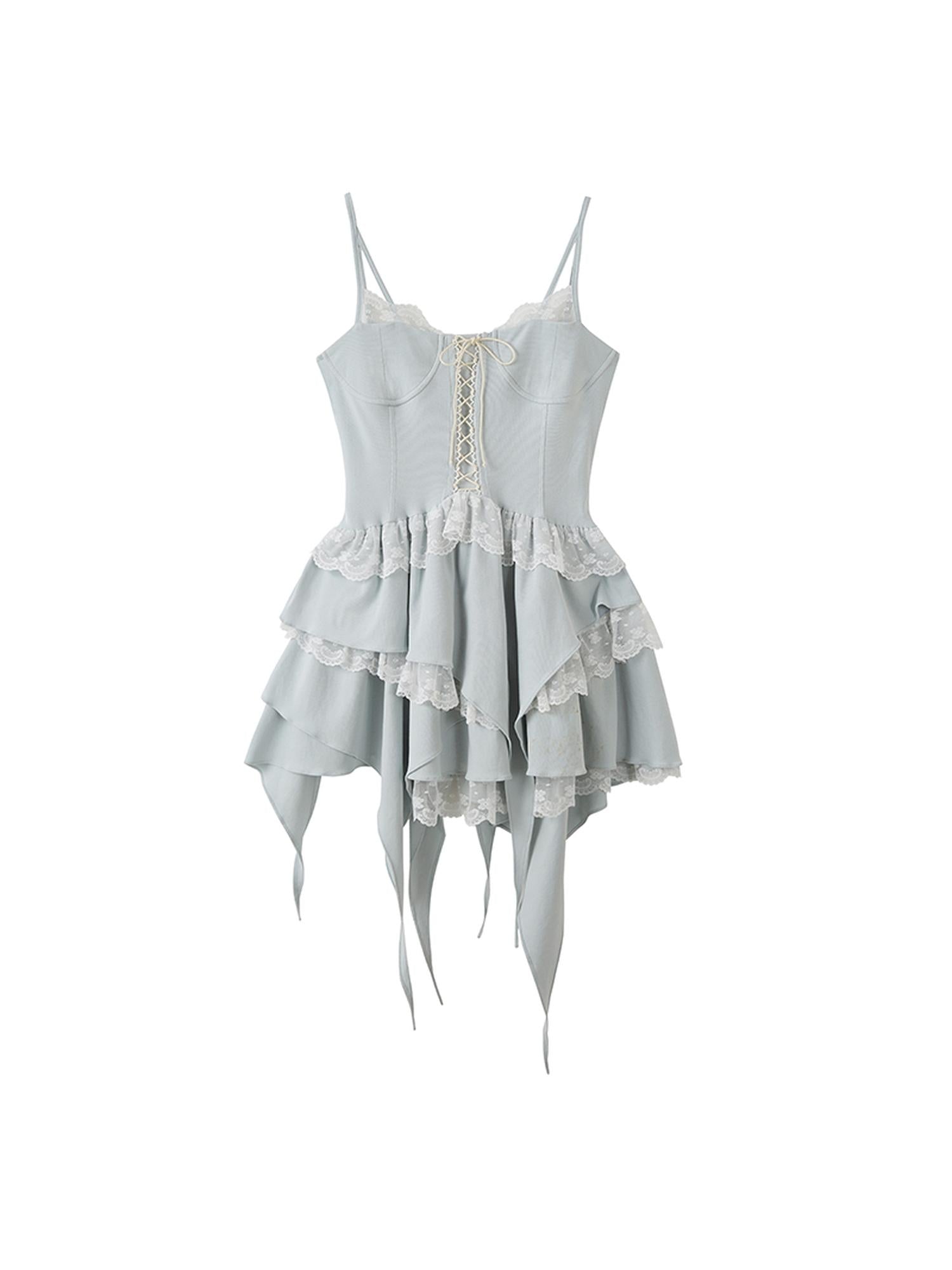 DIDDI MODA Broken Lace Ballet Slip Dress Knit Crop Bolero