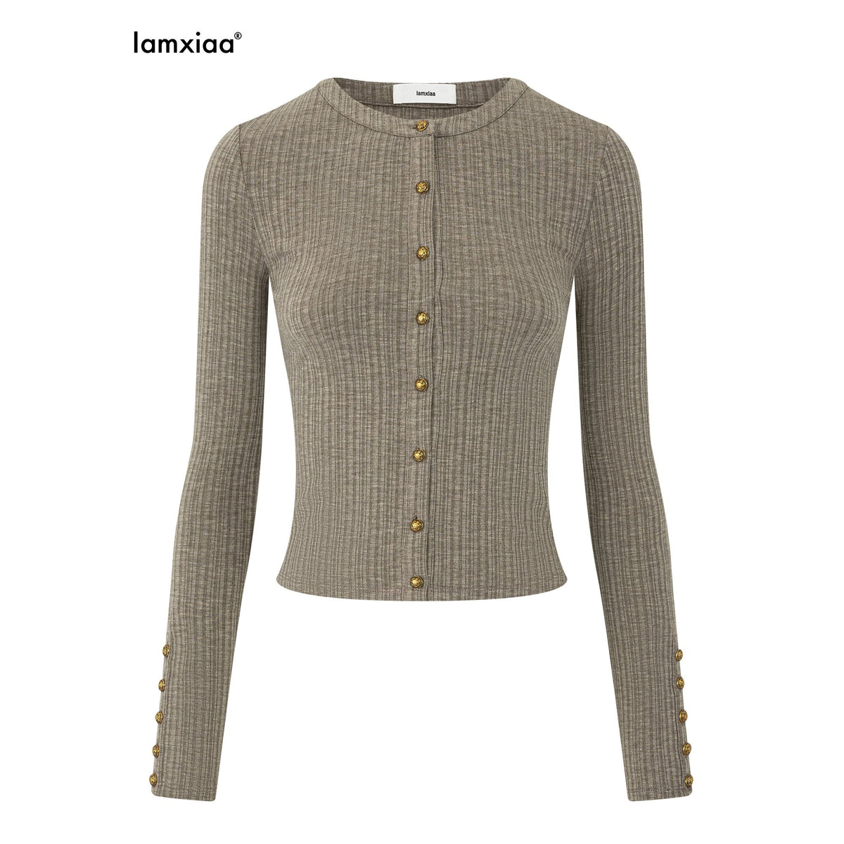 iamxiaa_Asymmetric_Ribbed_Textured_Metal_Button_Slim_Fit_Women&