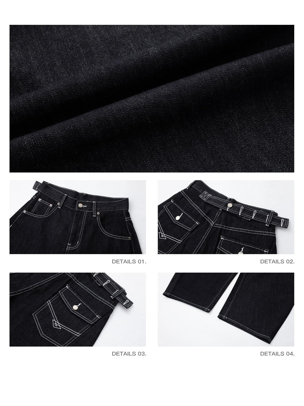 iamxiaa Black Contrast Topstitch Curved Leg Women&