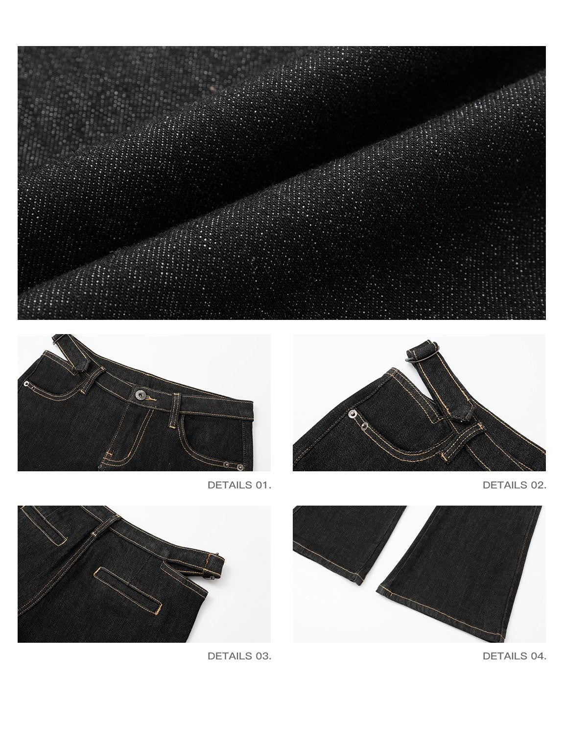 iamxiaa Black Cutout Adjustable Low Rise Slim Women&