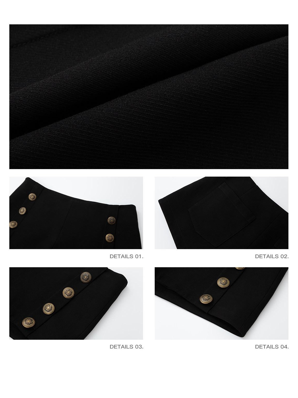 iamxiaa Black Symmetric Bronze Buttons Women&